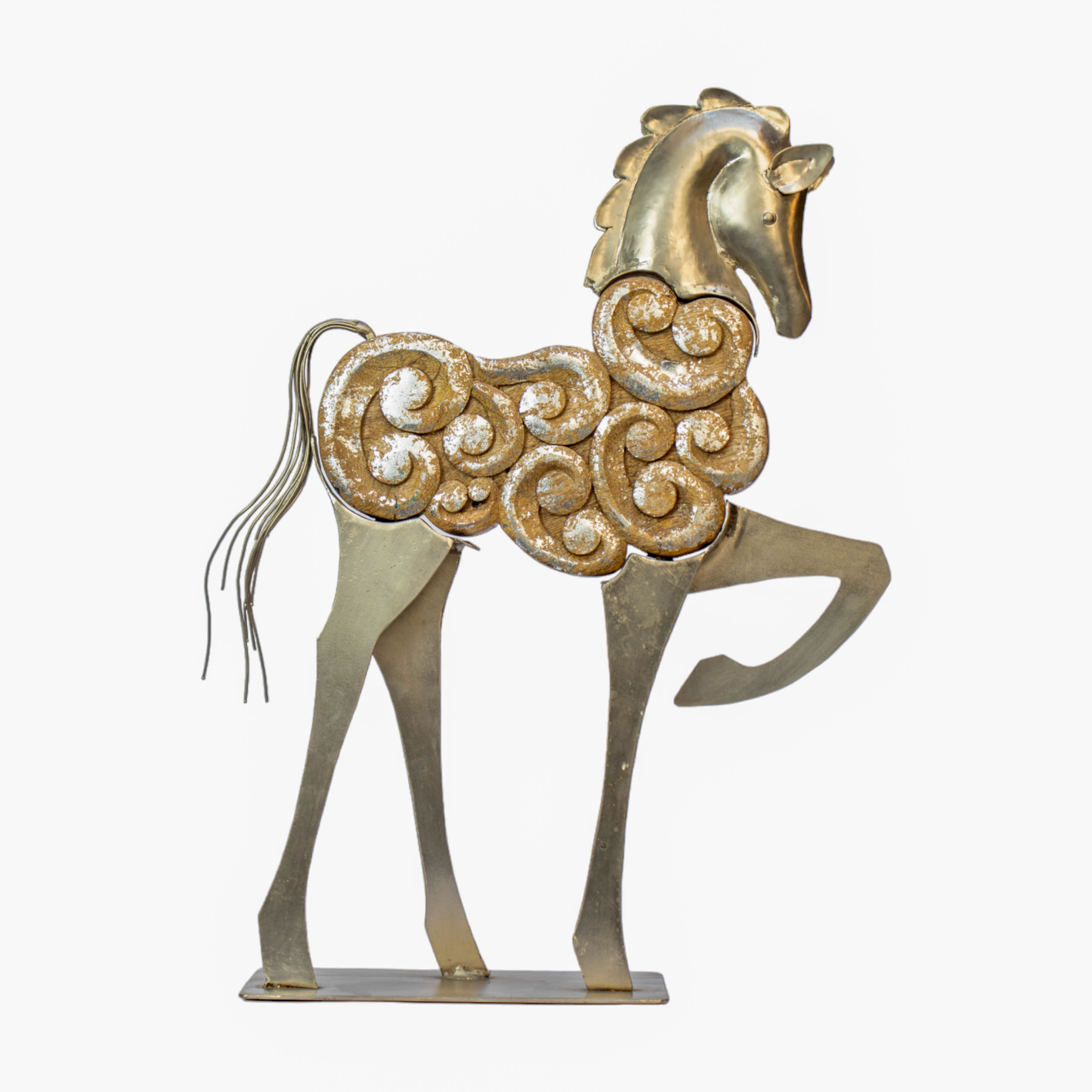 Celestial Stallion - Gold Metal Horse Sculpture