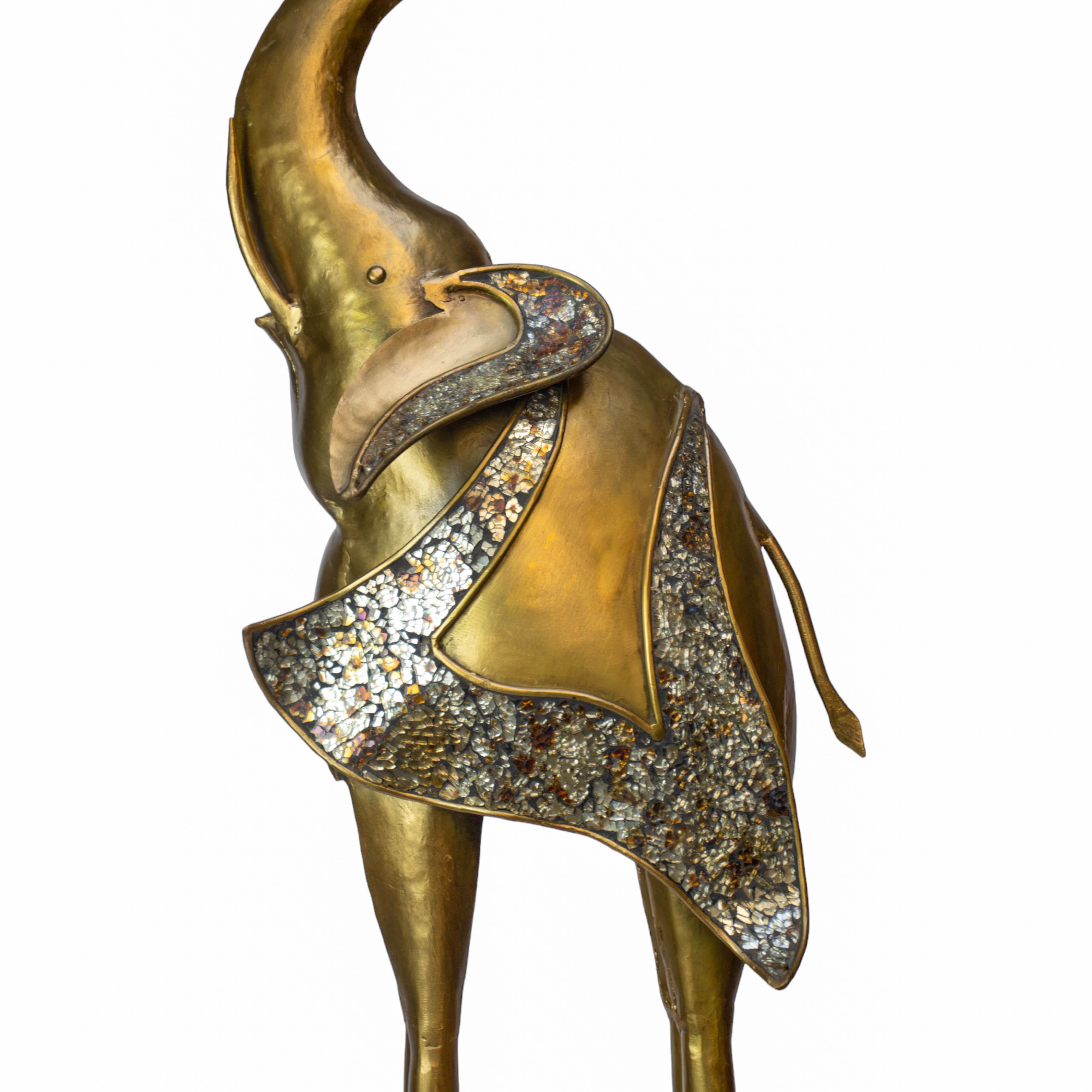 Golden Wisdom-Intricate Brass Elephant Figurine