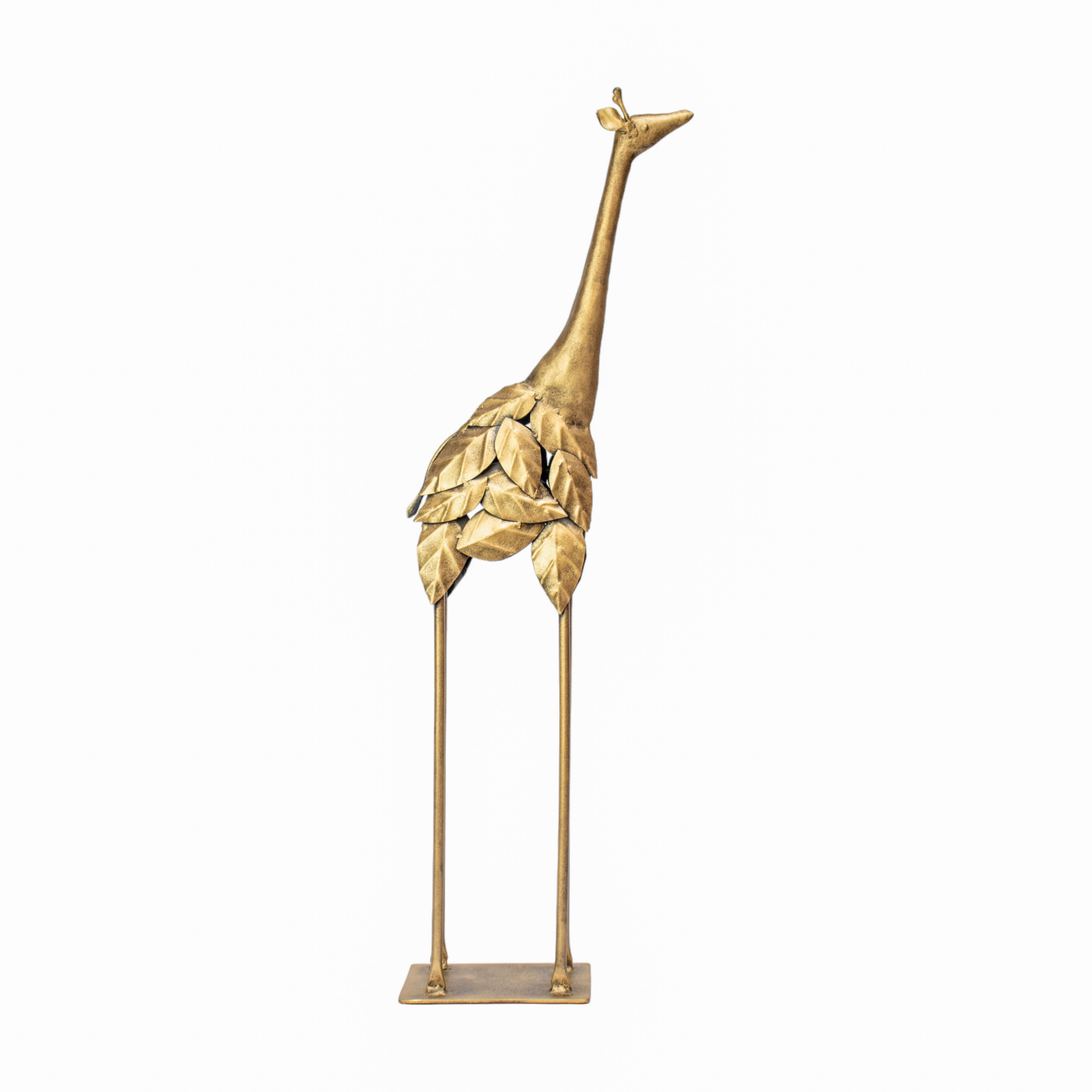 Golden Savanna - Whimsical Metal Giraffe Sculpture