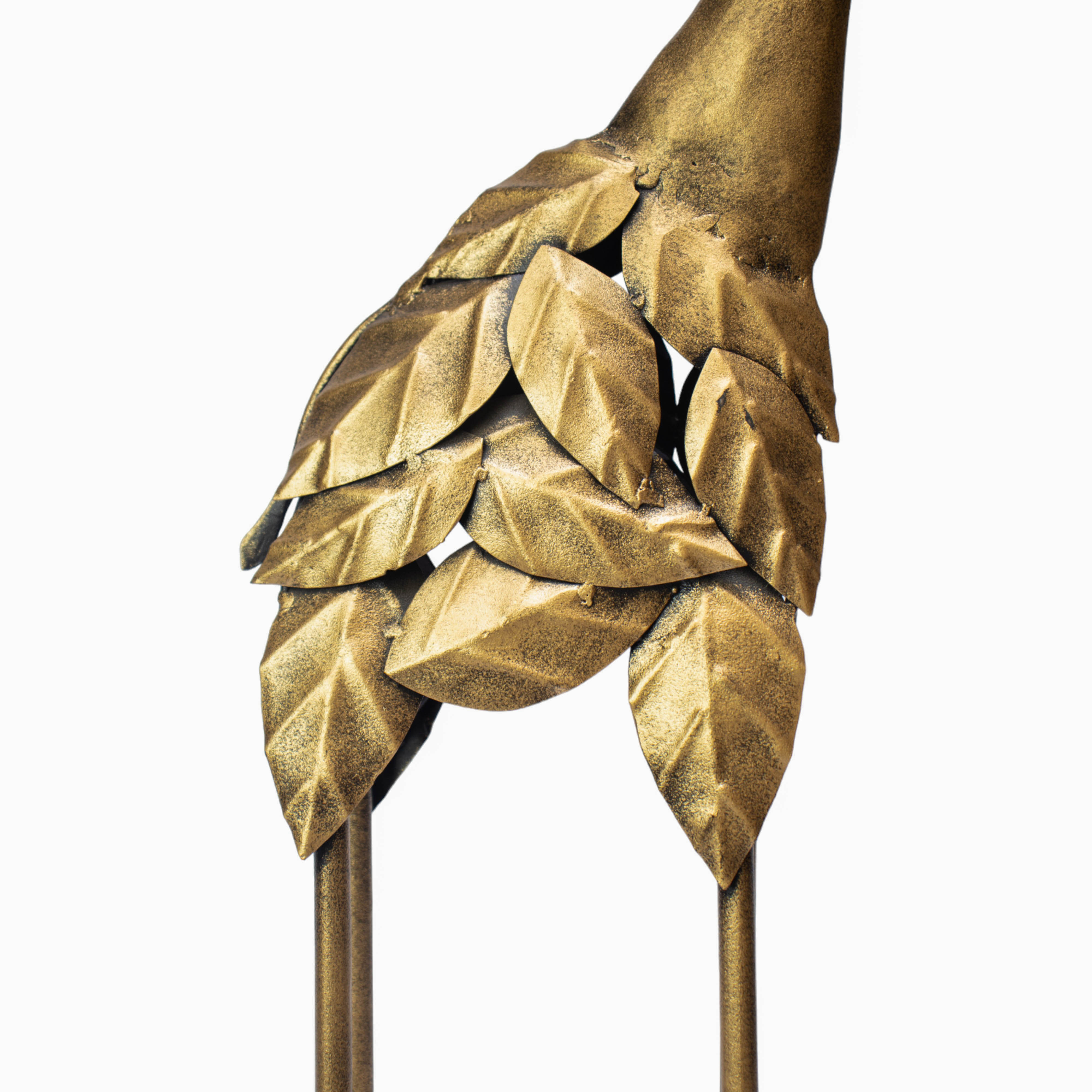 Golden Savanna - Whimsical Metal Giraffe Sculpture
