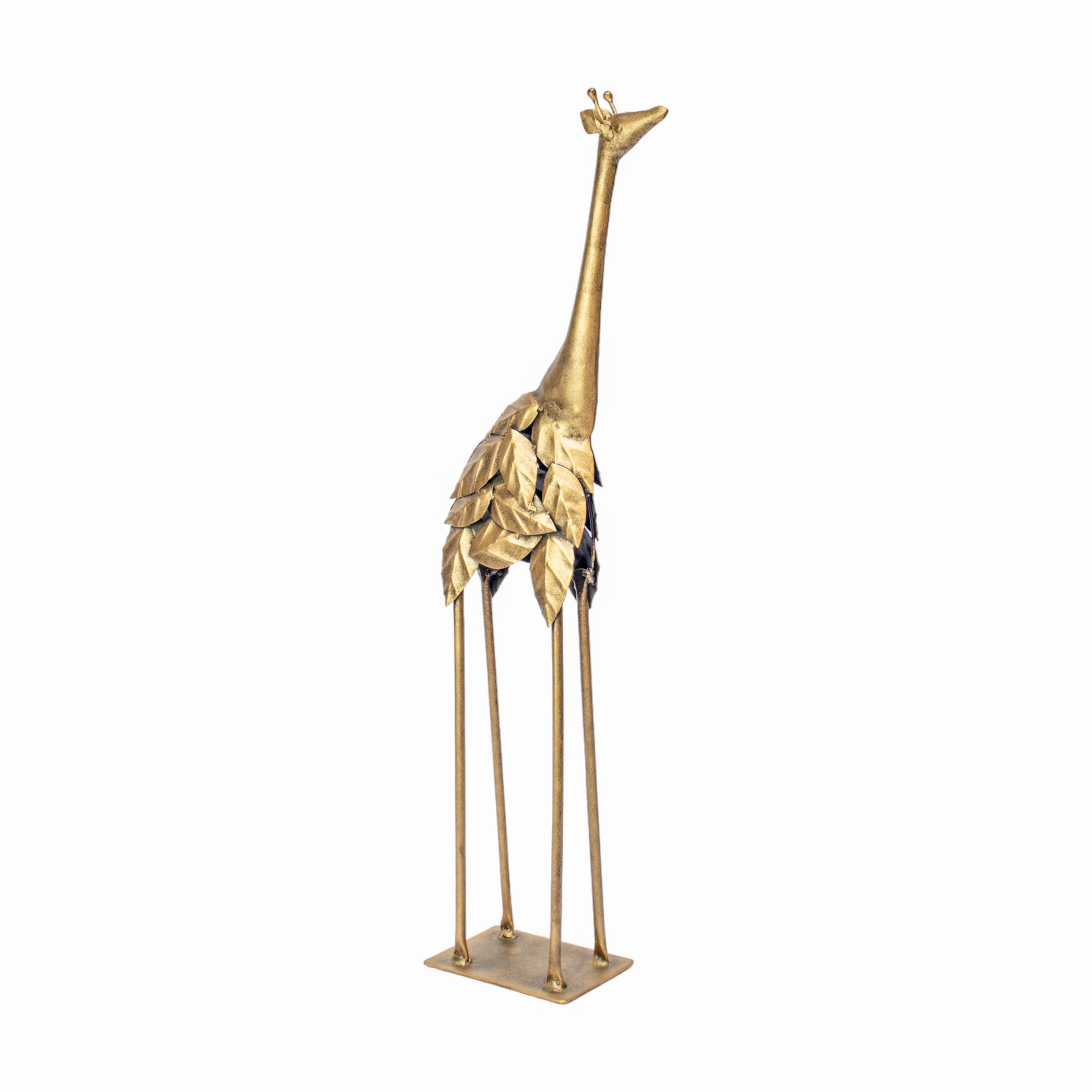 Golden Savanna - Whimsical Metal Giraffe Sculpture