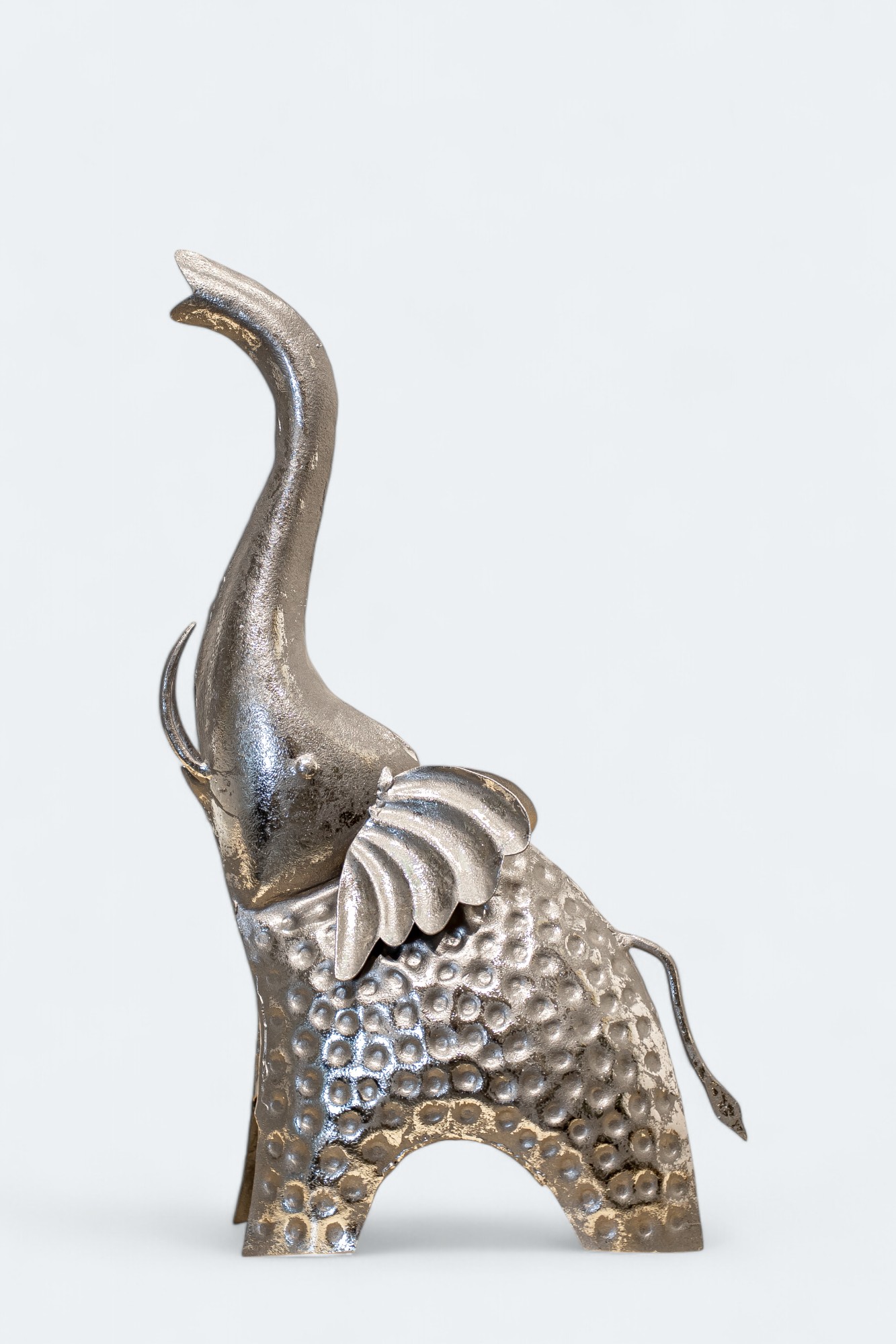 Silver Symphony - Textured Metal Elephant Figurine