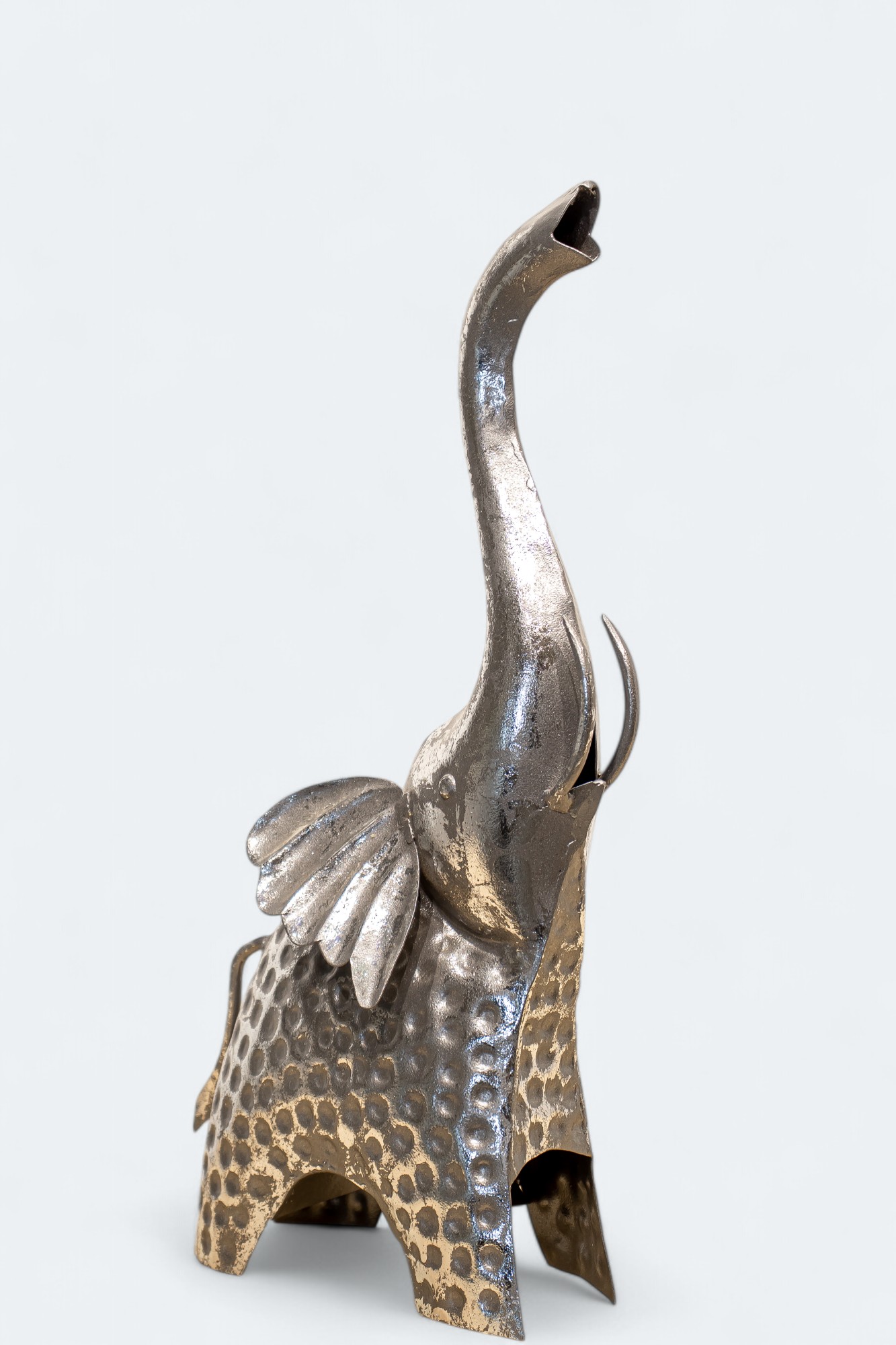 Silver Symphony - Textured Metal Elephant Figurine