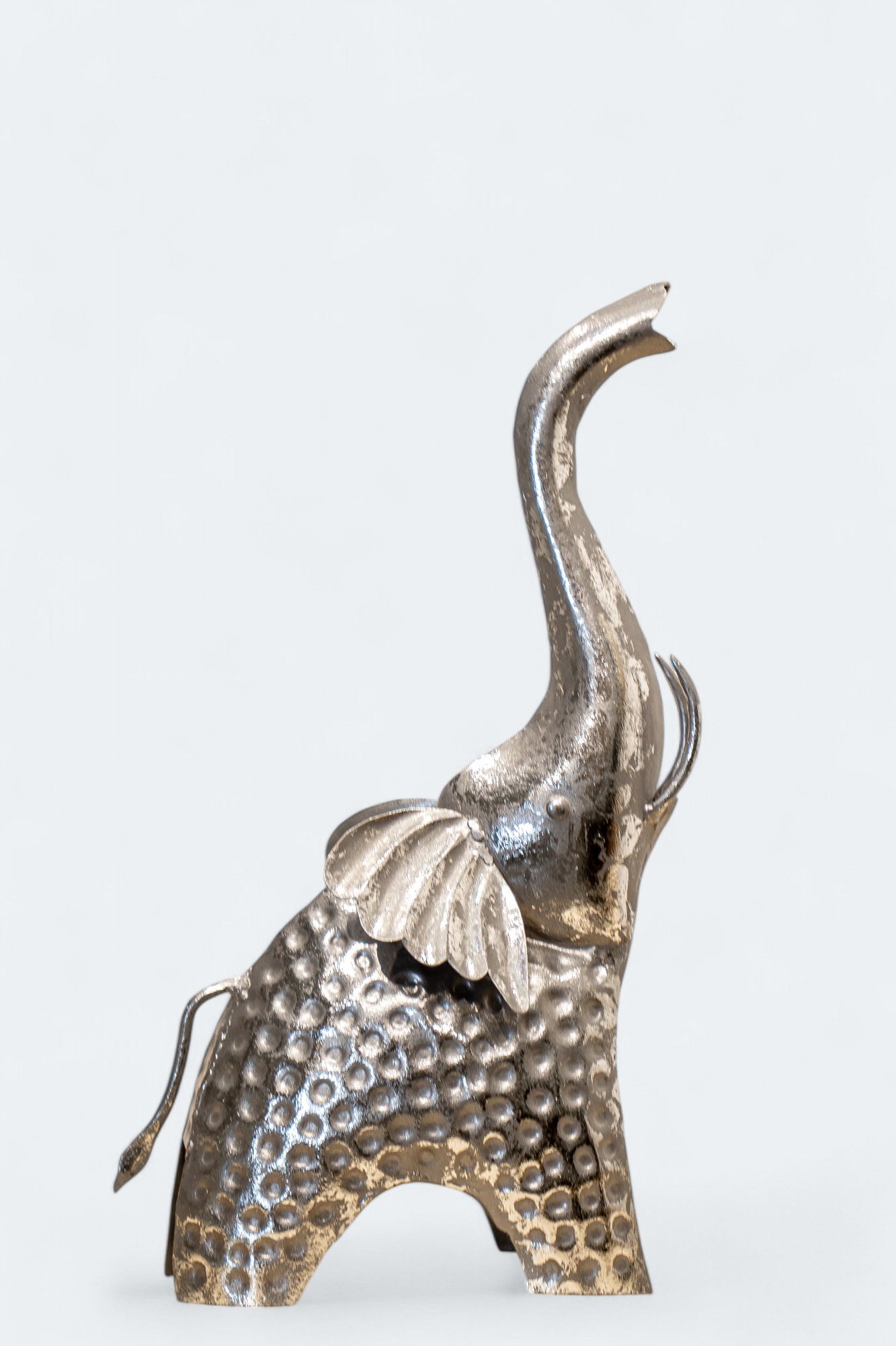 Silver Symphony - Textured Metal Elephant Figurine