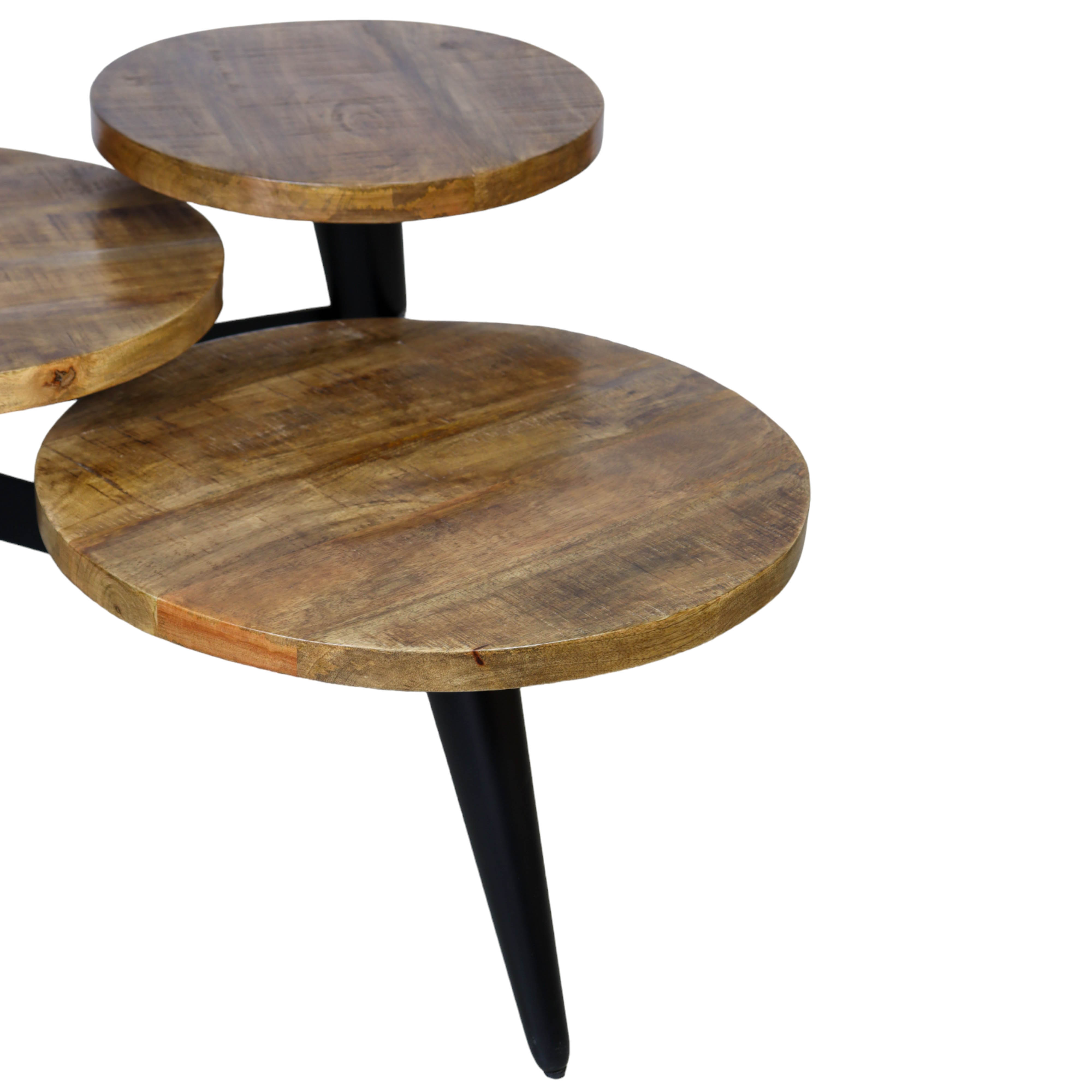 Wooden & Metal 3 level End Side Accent Table