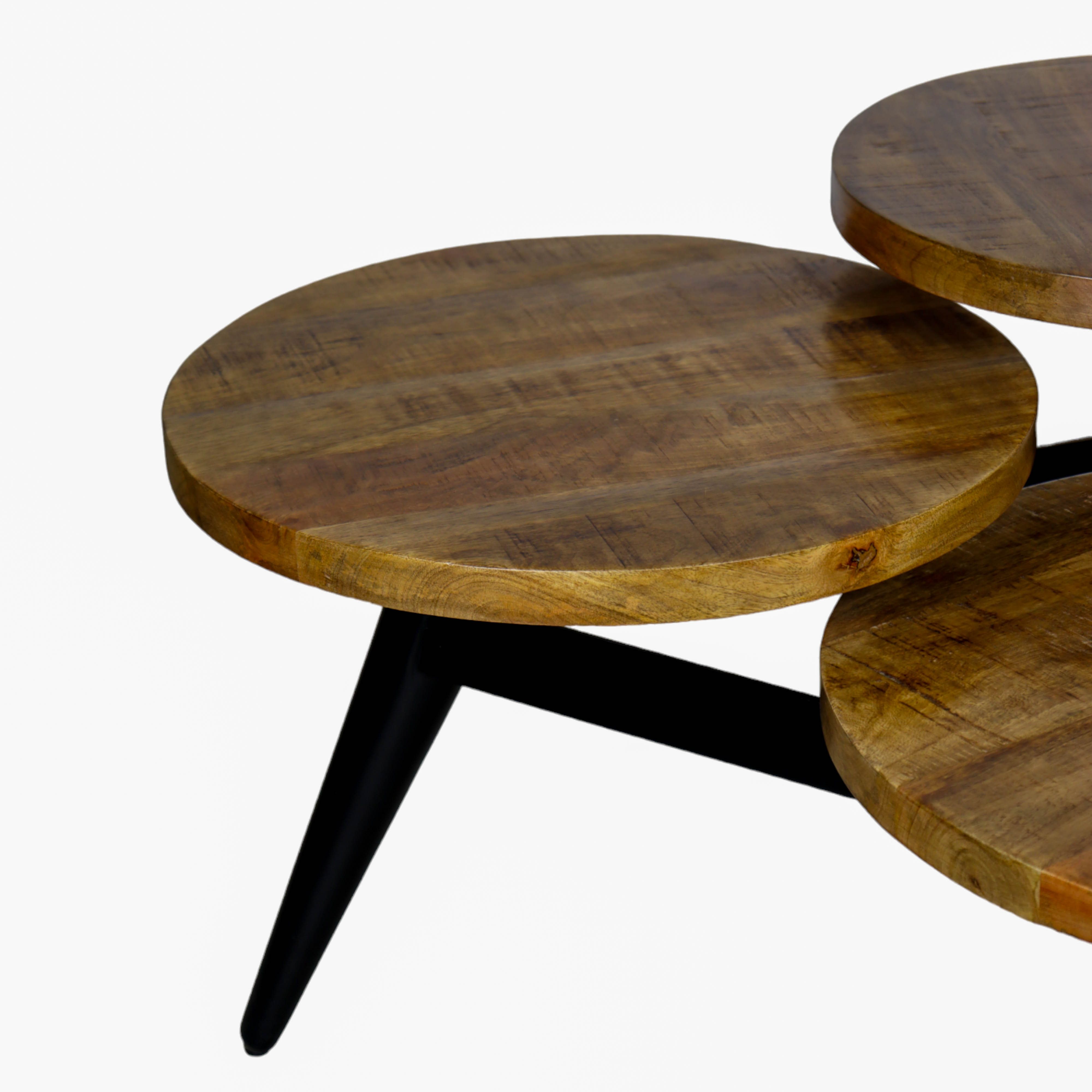 Wooden & Metal 3 level End Side Accent Table