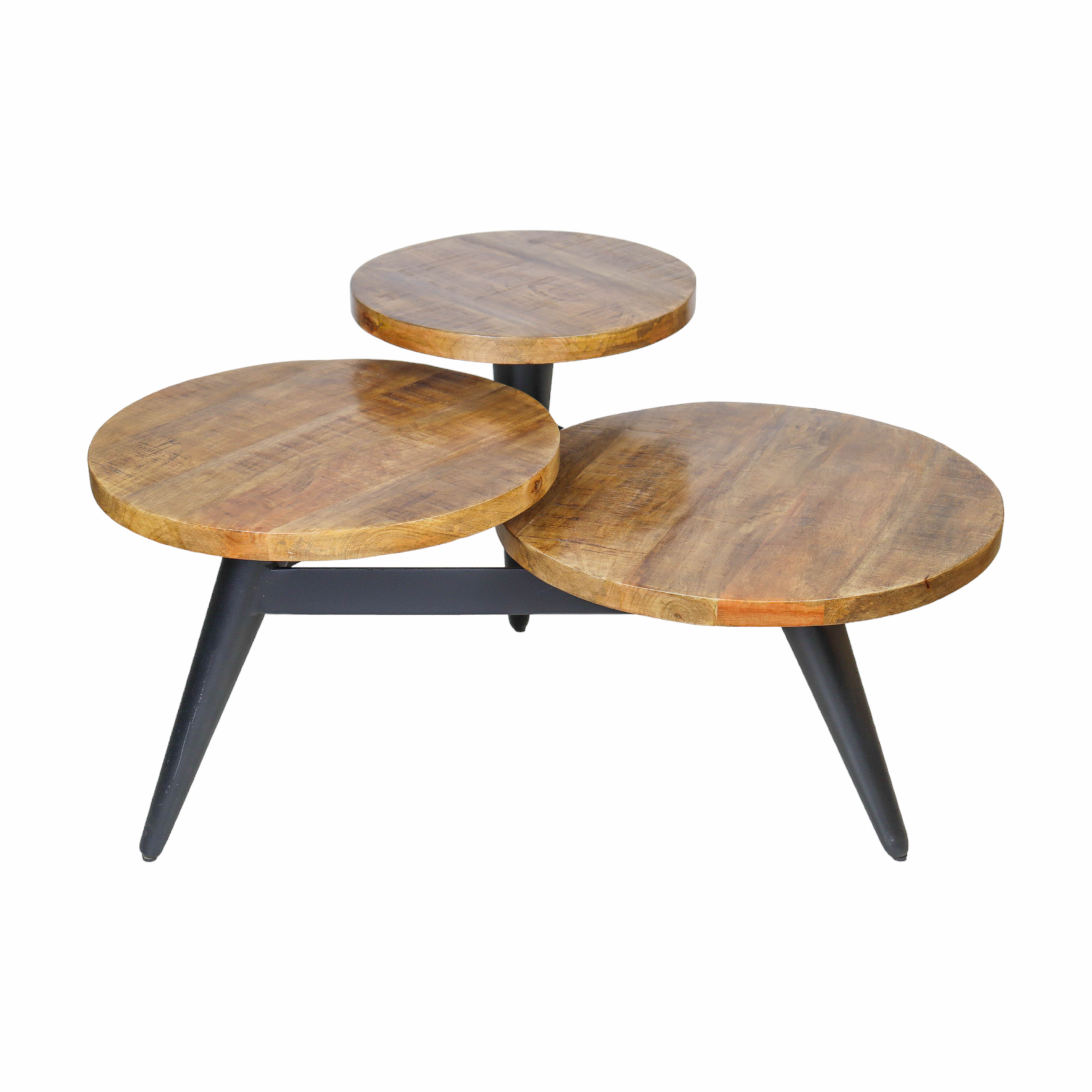 Wooden & Metal 3 level End Side Accent Table