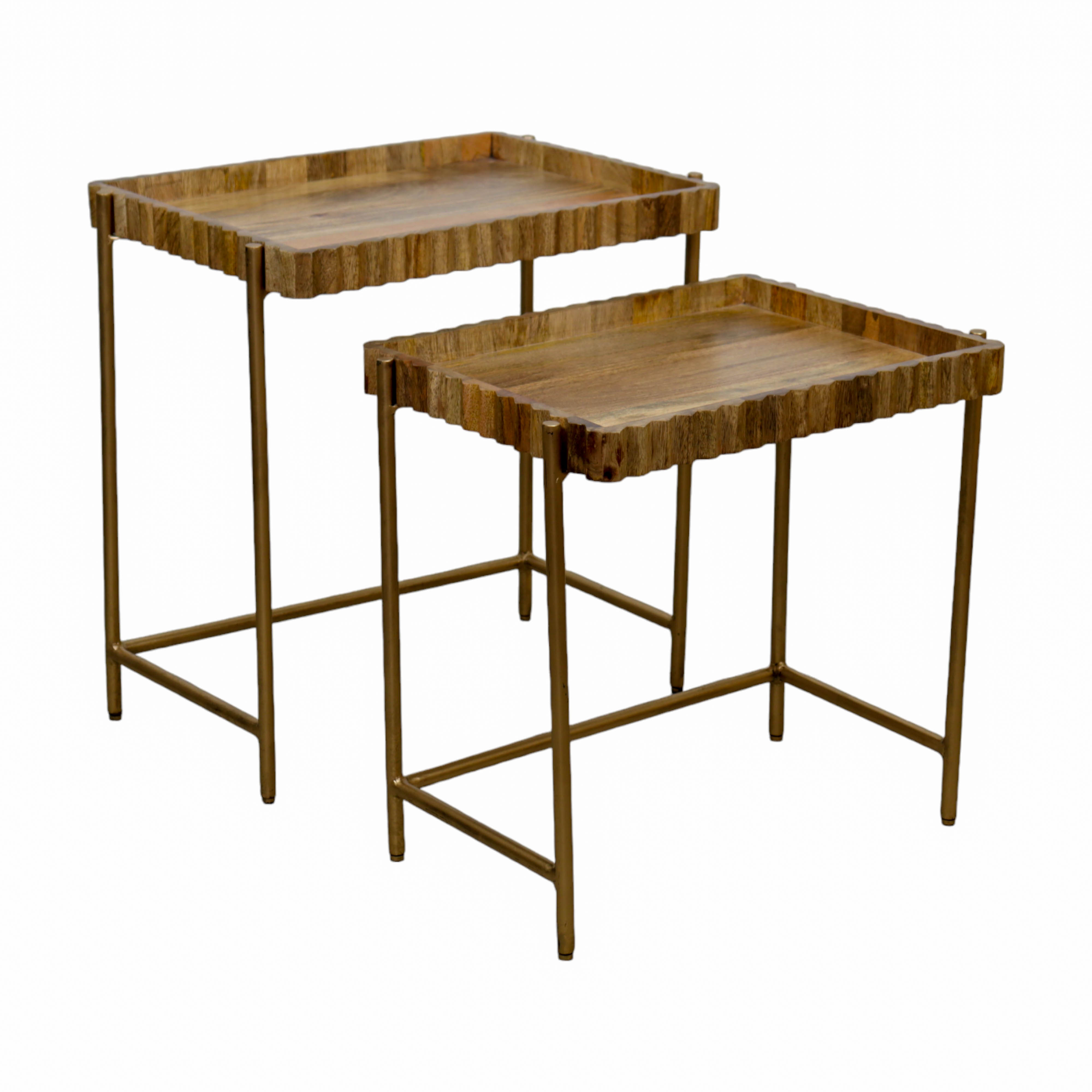 Iron and Wooden Carving Nesting Table