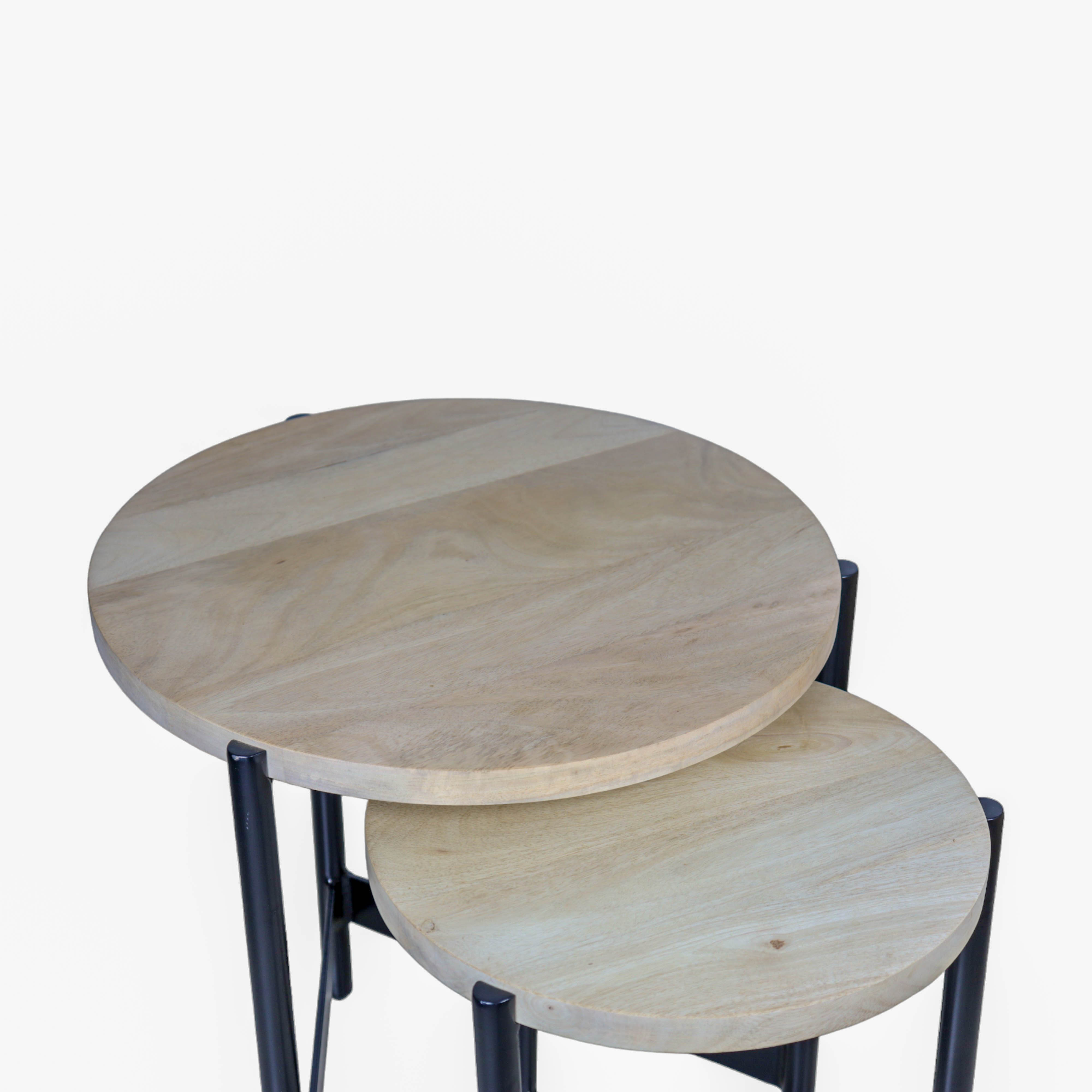 Wood and Block Iron Nesting Table
