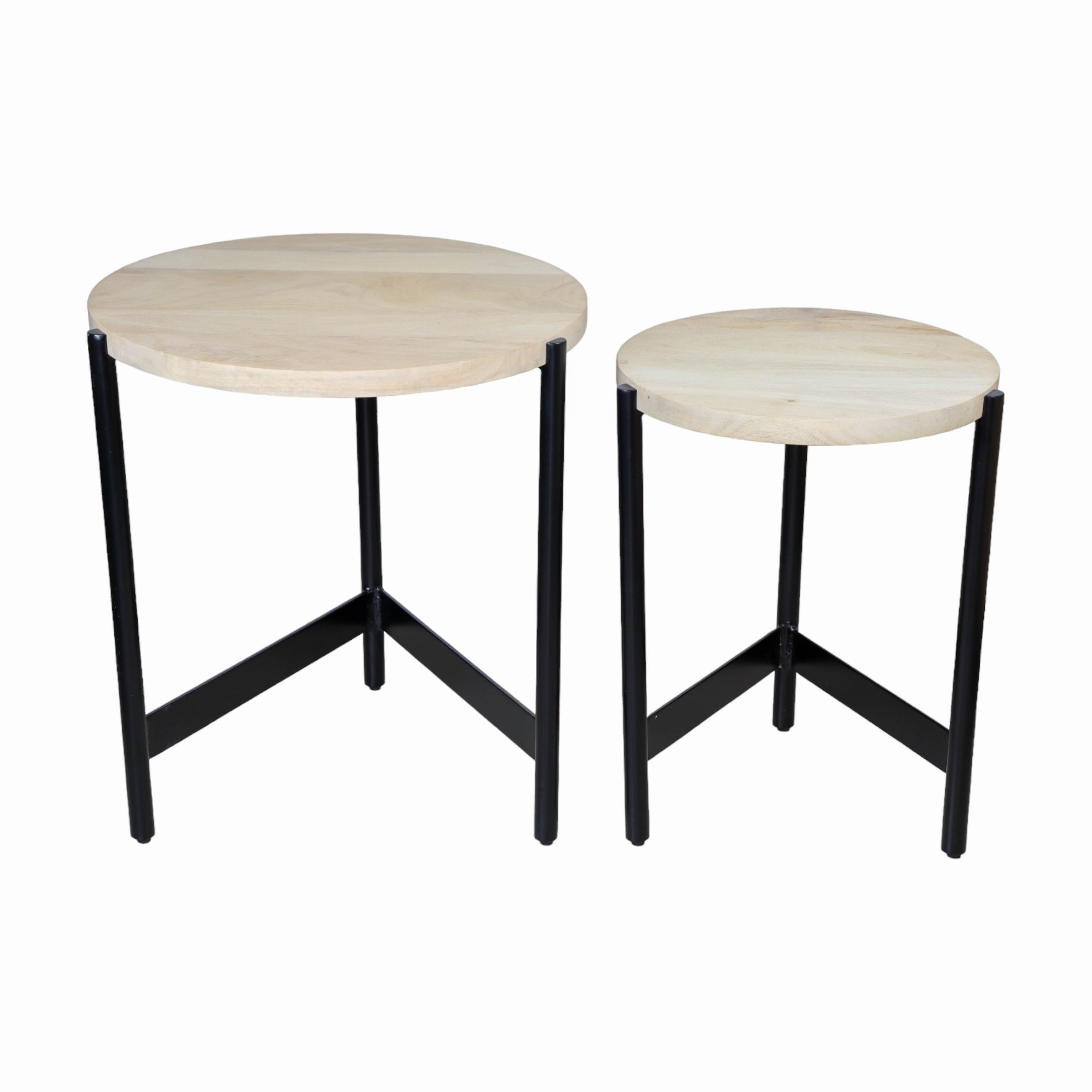 Wood and Block Iron Nesting Table