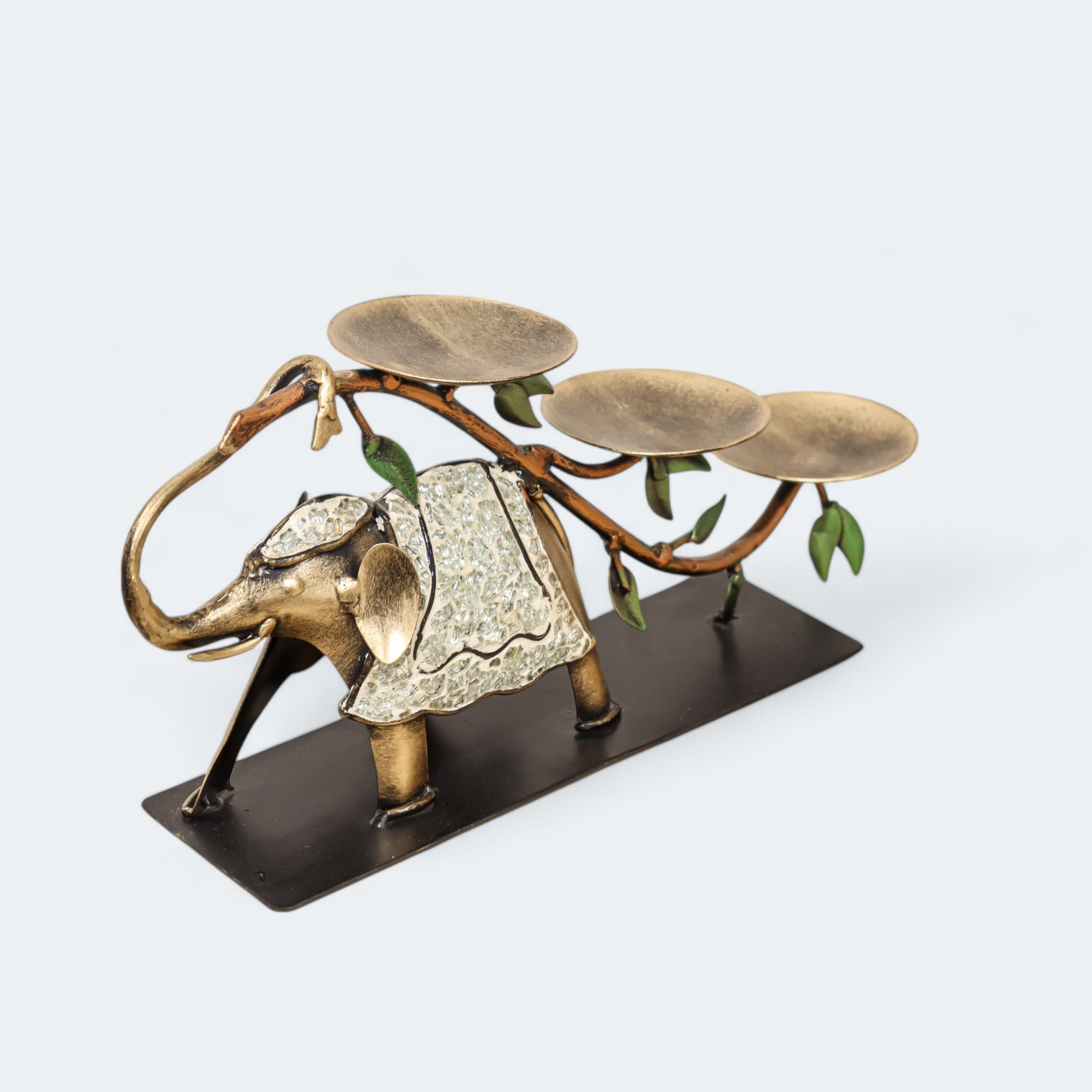 Iron Elephant Mosaic Candle Stand