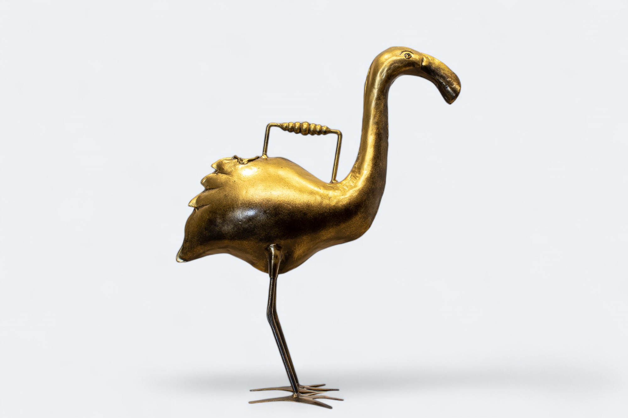 Golden Flamingo Bird Sculpture