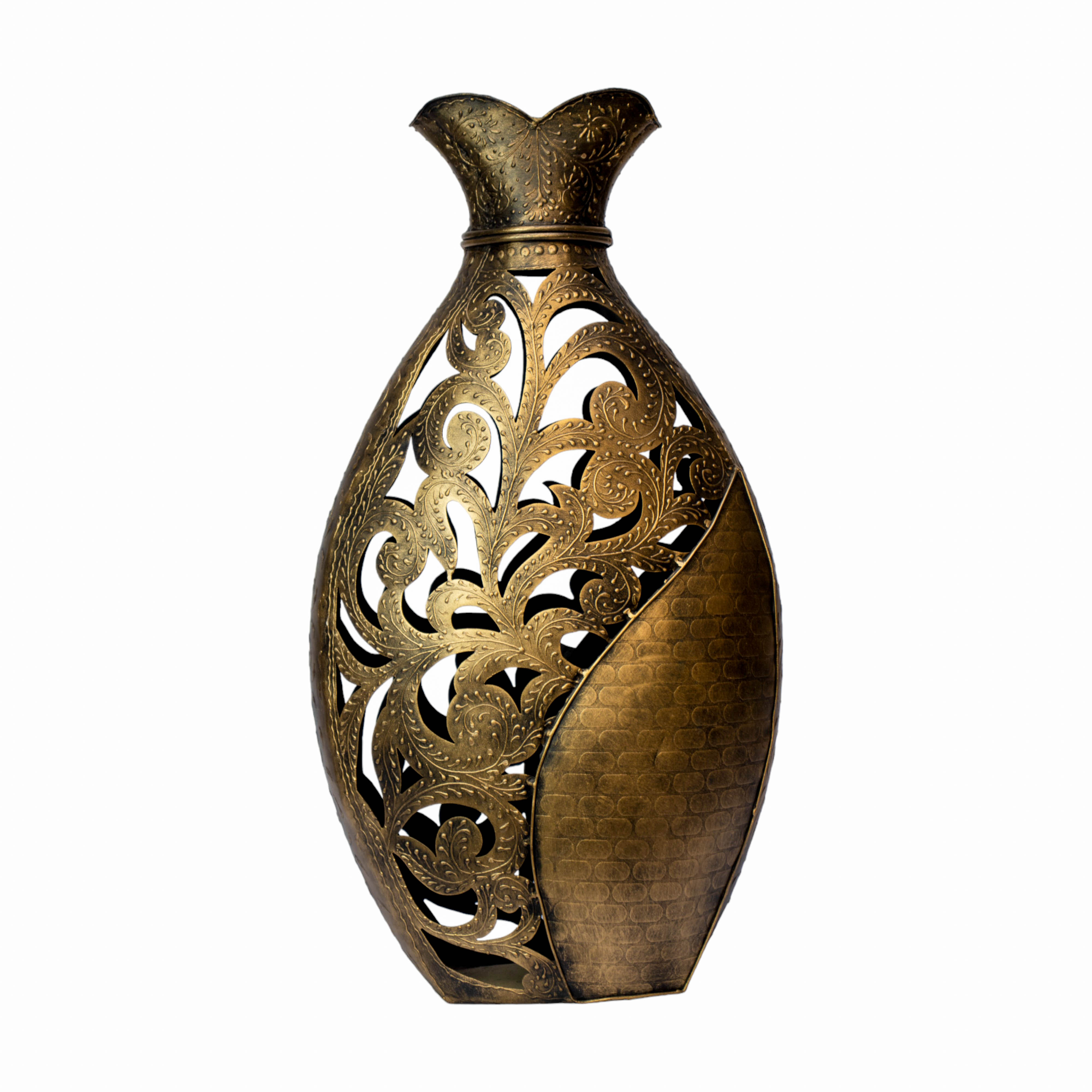 Golden Metal Carving Vase