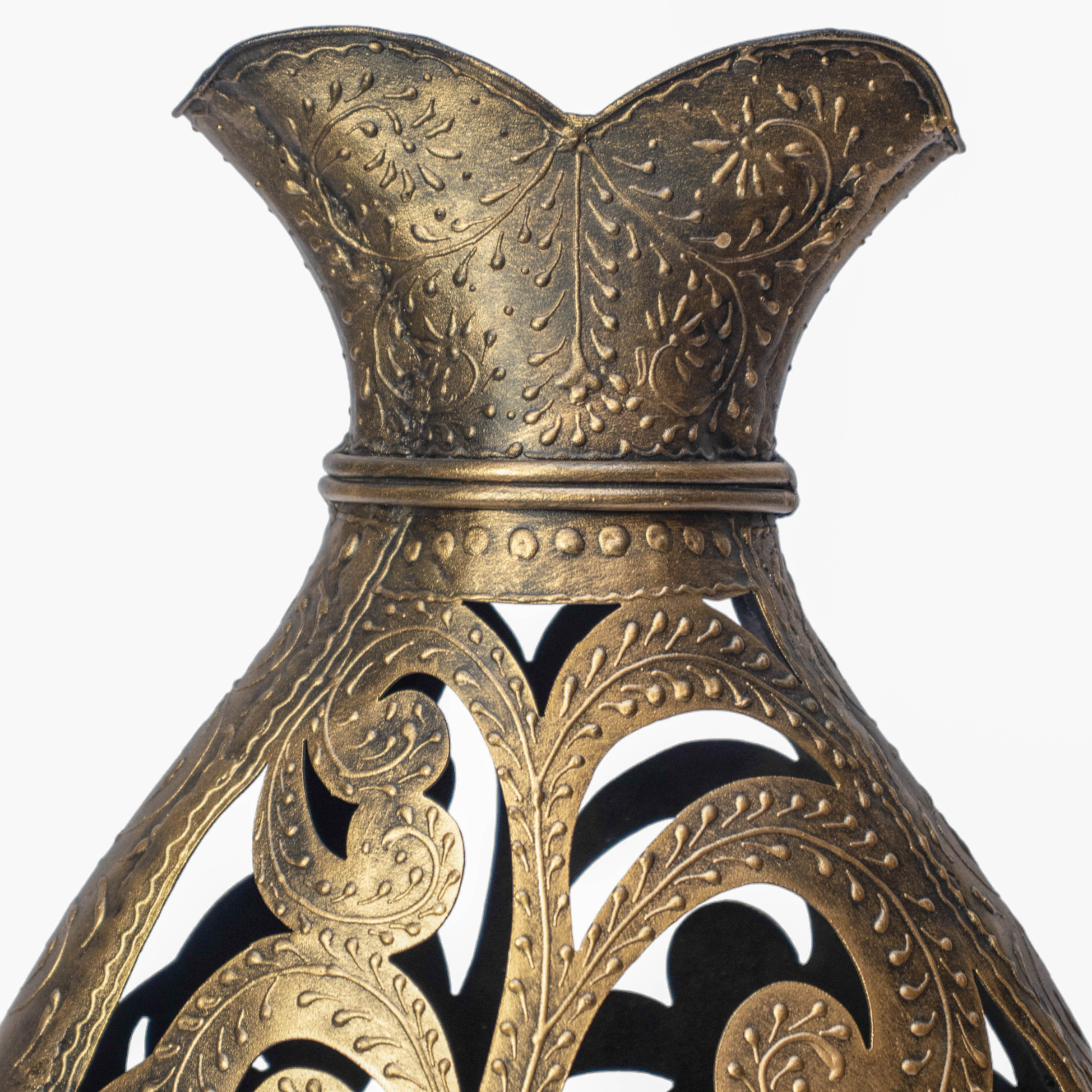Golden Metal Carving Vase