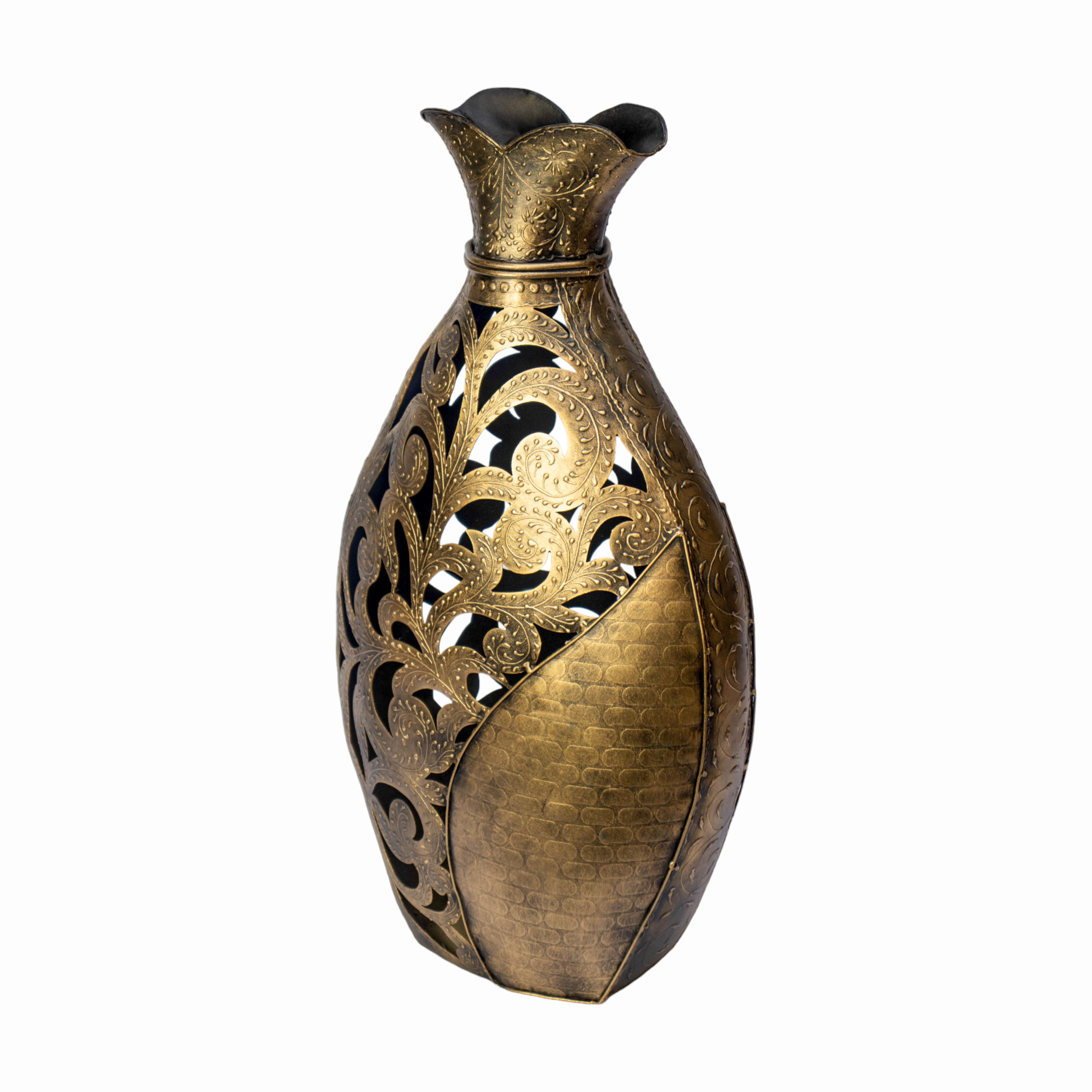 Golden Metal Carving Vase