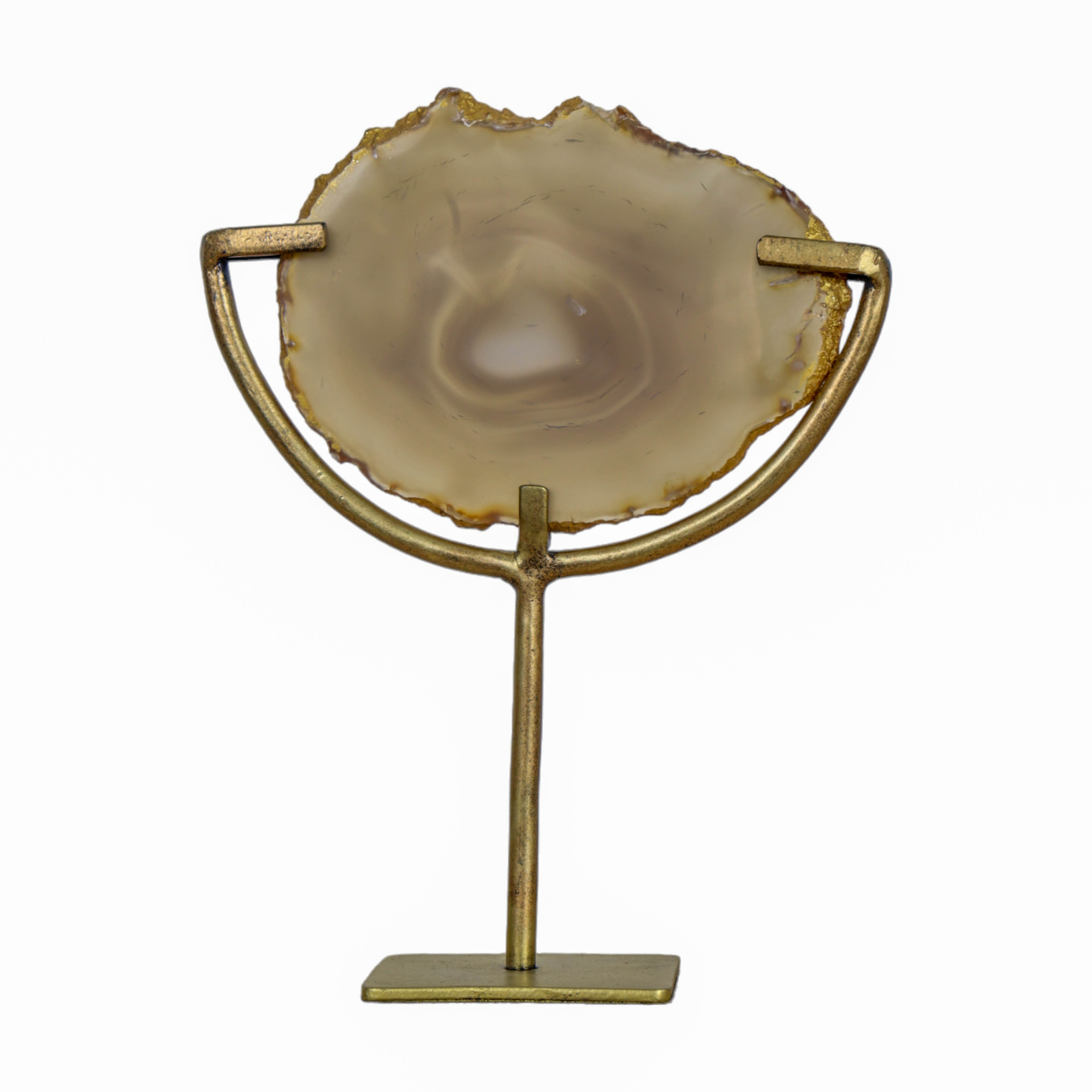 Decorative Agate Stone Slice on Metal Stand