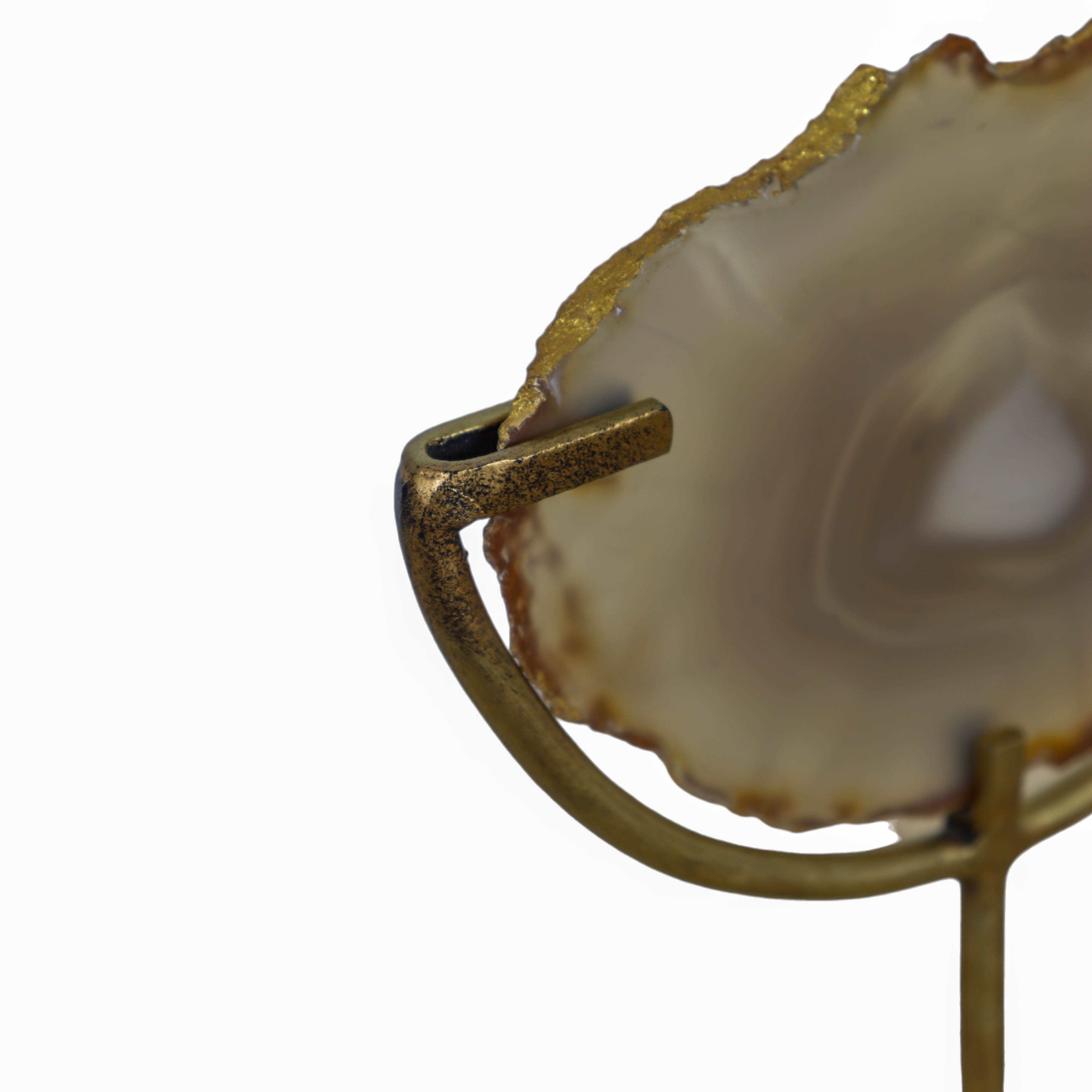 Decorative Agate Stone Slice on Metal Stand