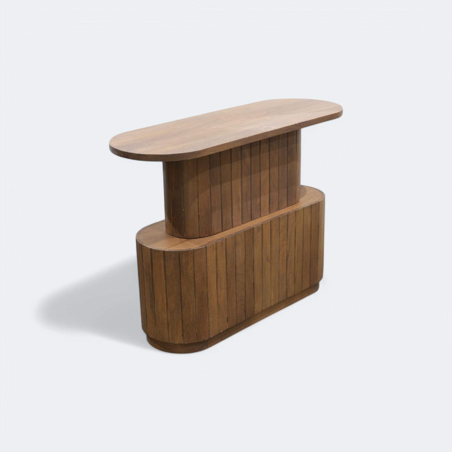 Wood Grooved Oval Table