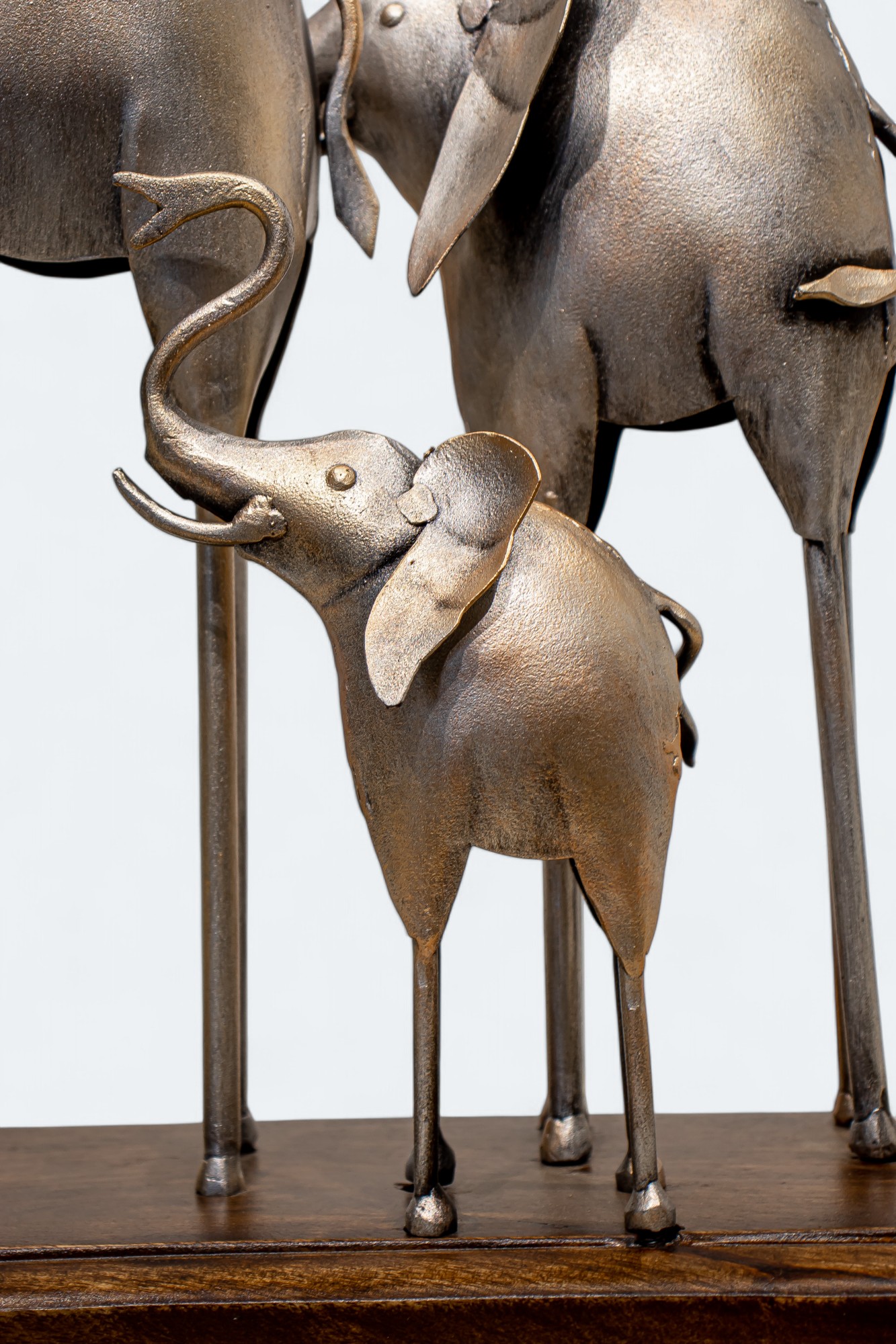 Metal Elephant Family Figurine