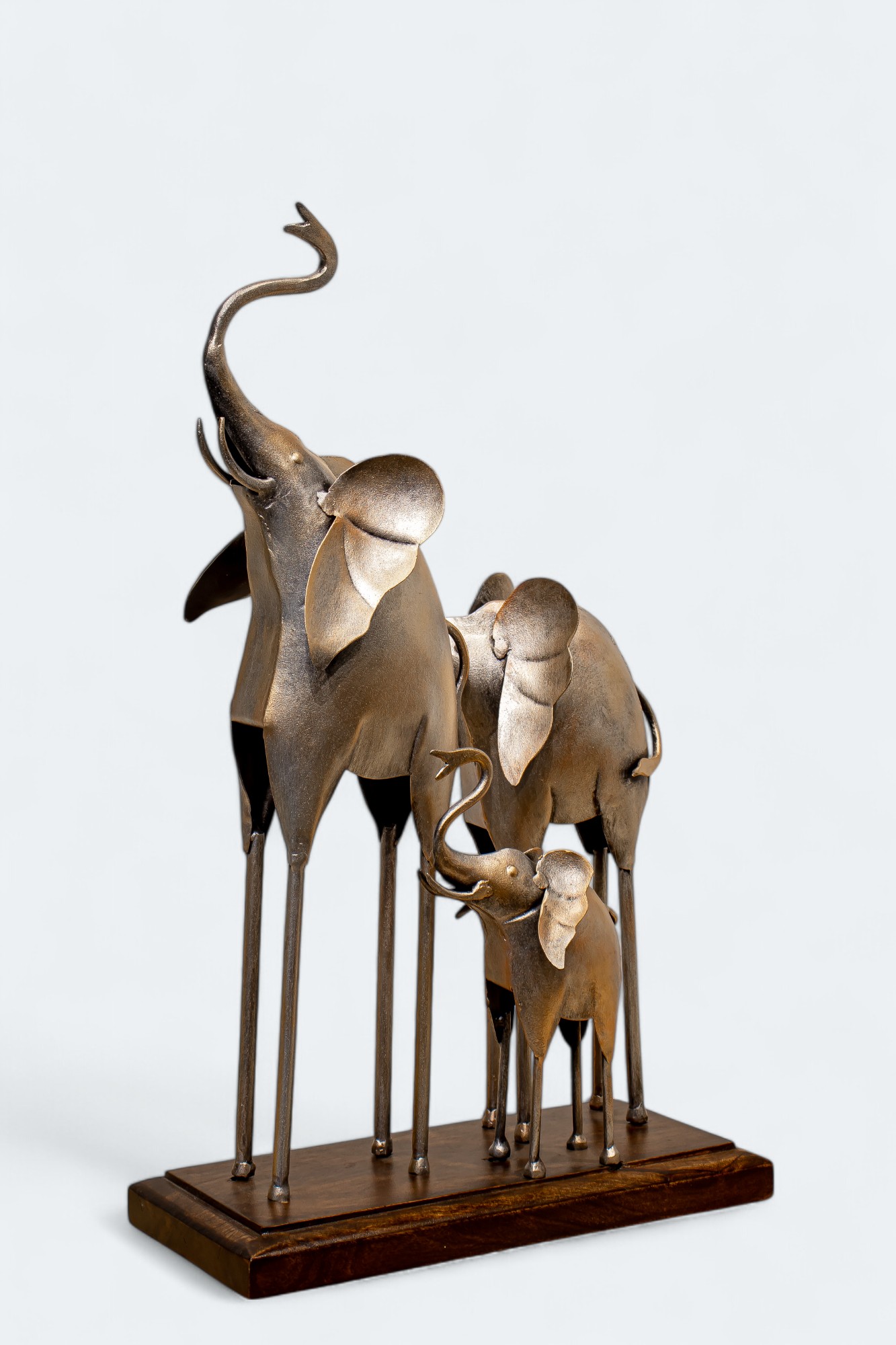 Metal Elephant Family Figurine