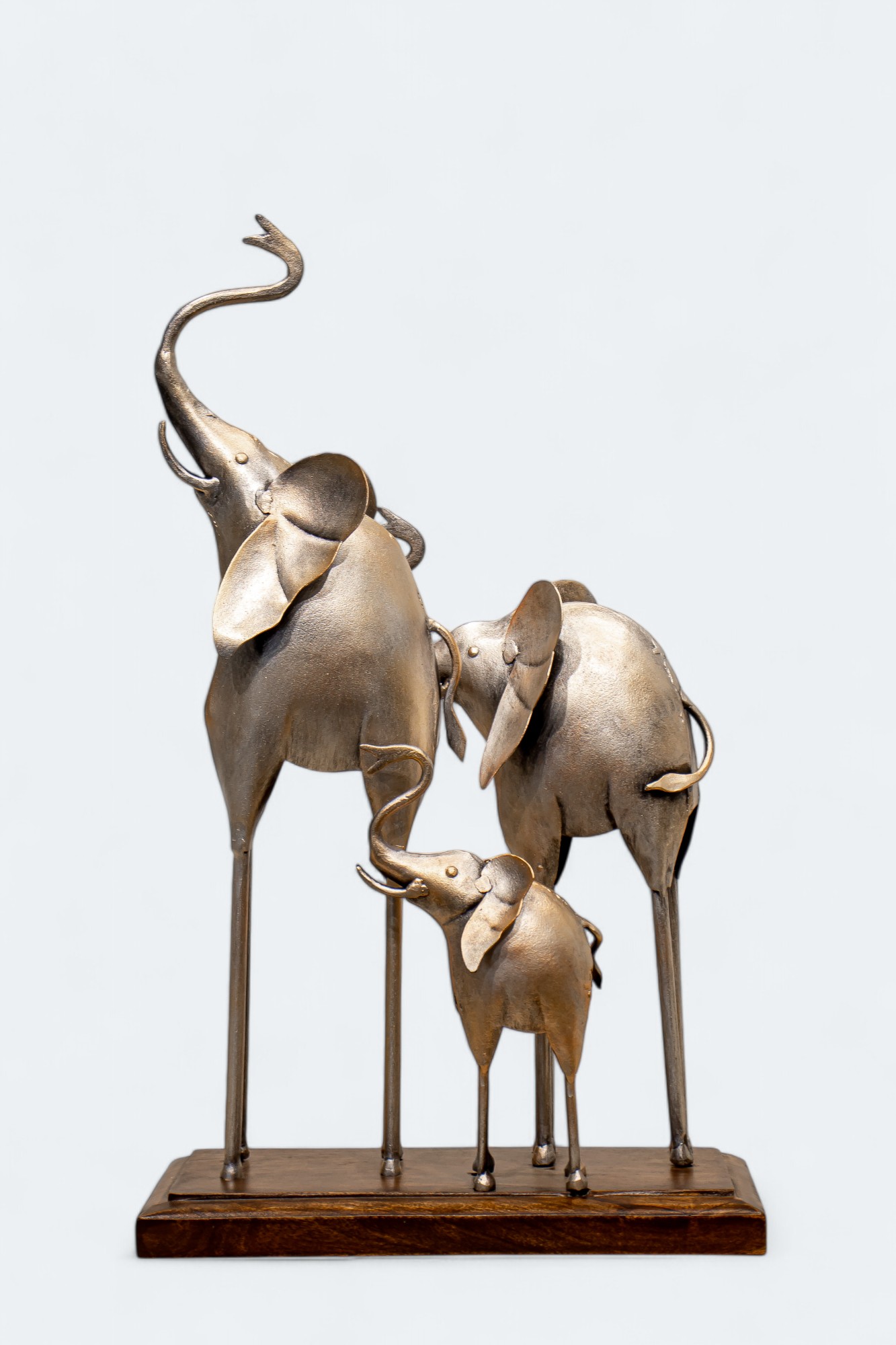 Metal Elephant Family Figurine