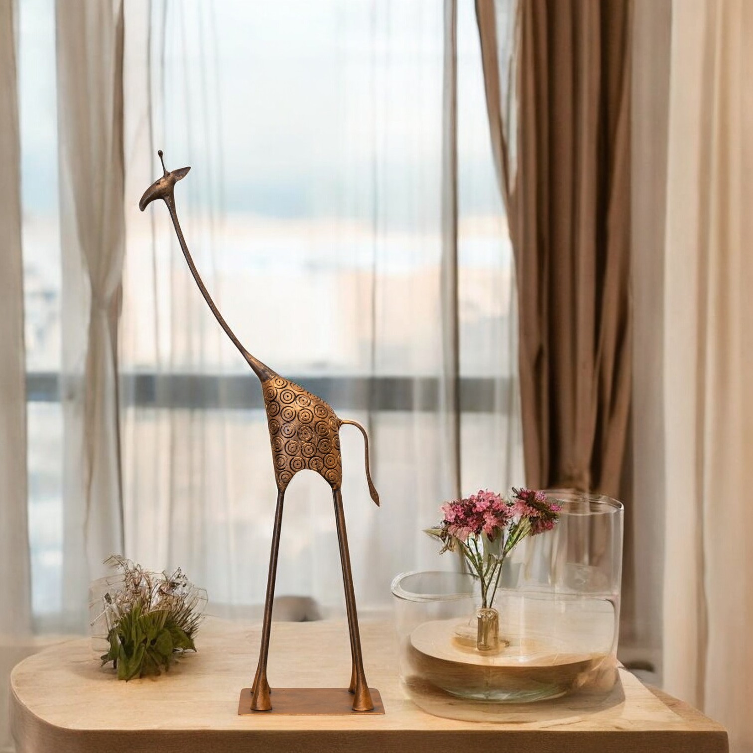Abstract Metal Giraffe Sculpture