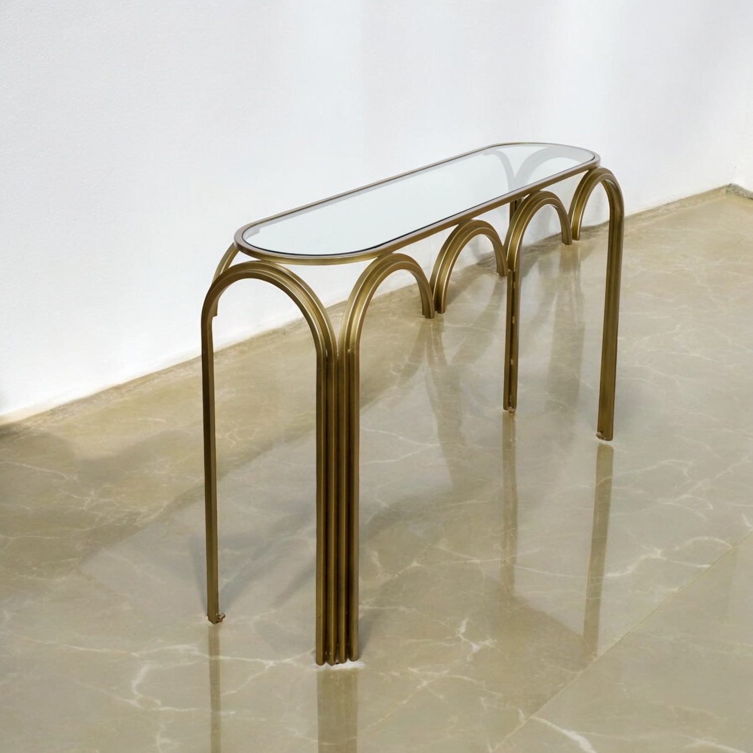 Brass Arch Console Table