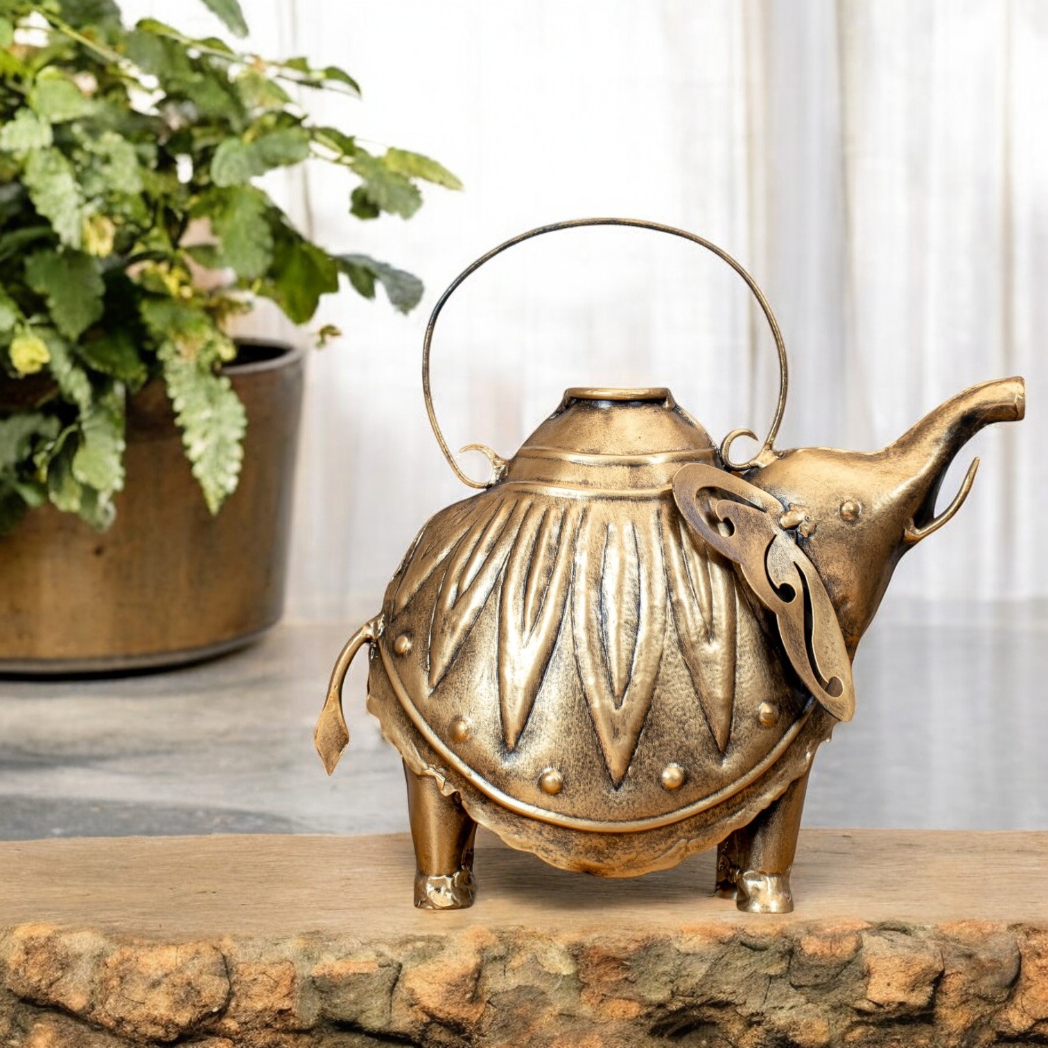 Golden Elephant Decorative Water Can