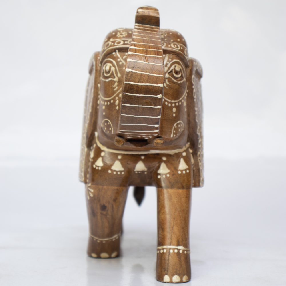 Hand Painted Wooden Elephant Figurine