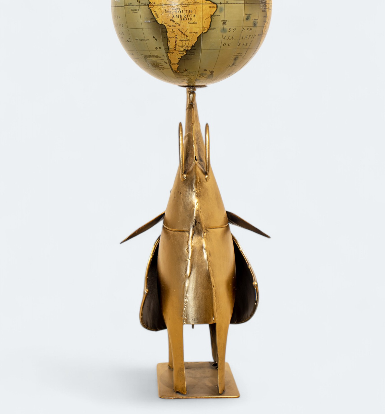 Unique Globe-Holding Elephant Figurine