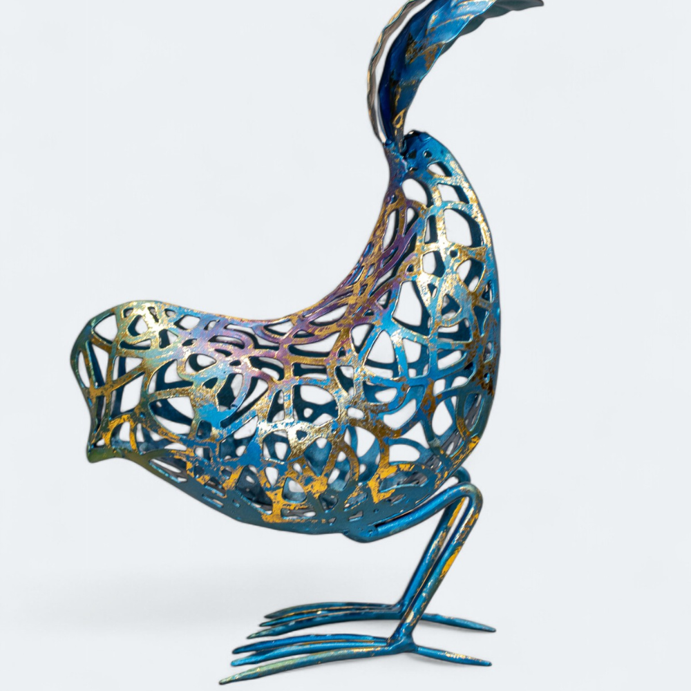 Hand made Azure Avian Steel Bird