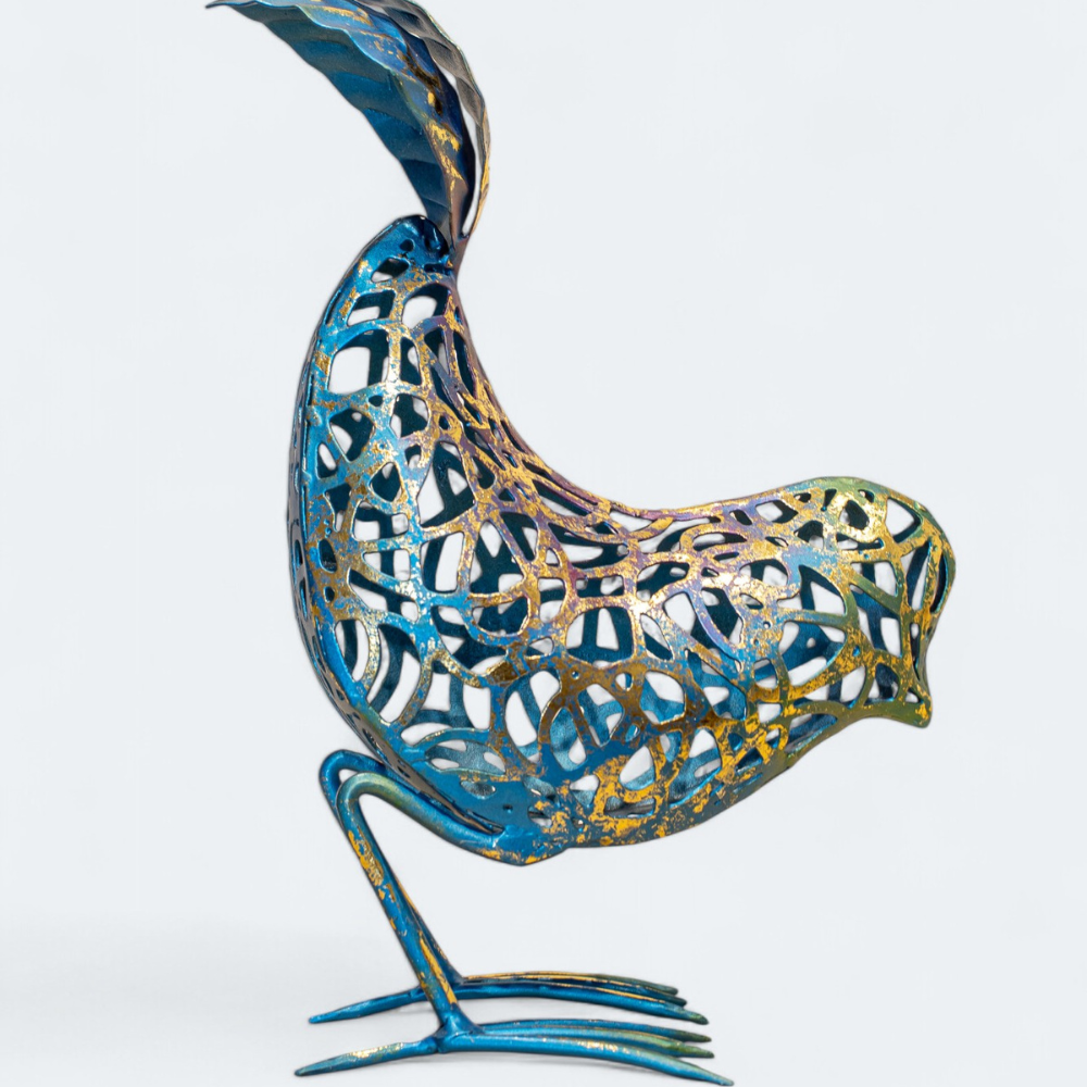 Hand made Azure Avian Steel Bird