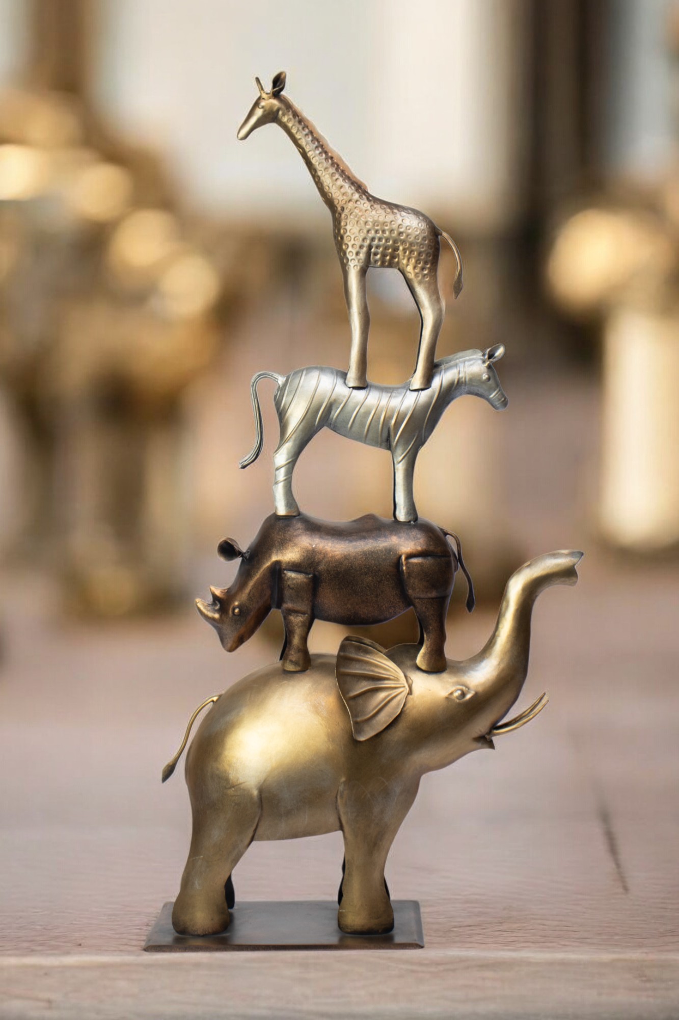 Premium Safari Stack Four Animal Sculpture