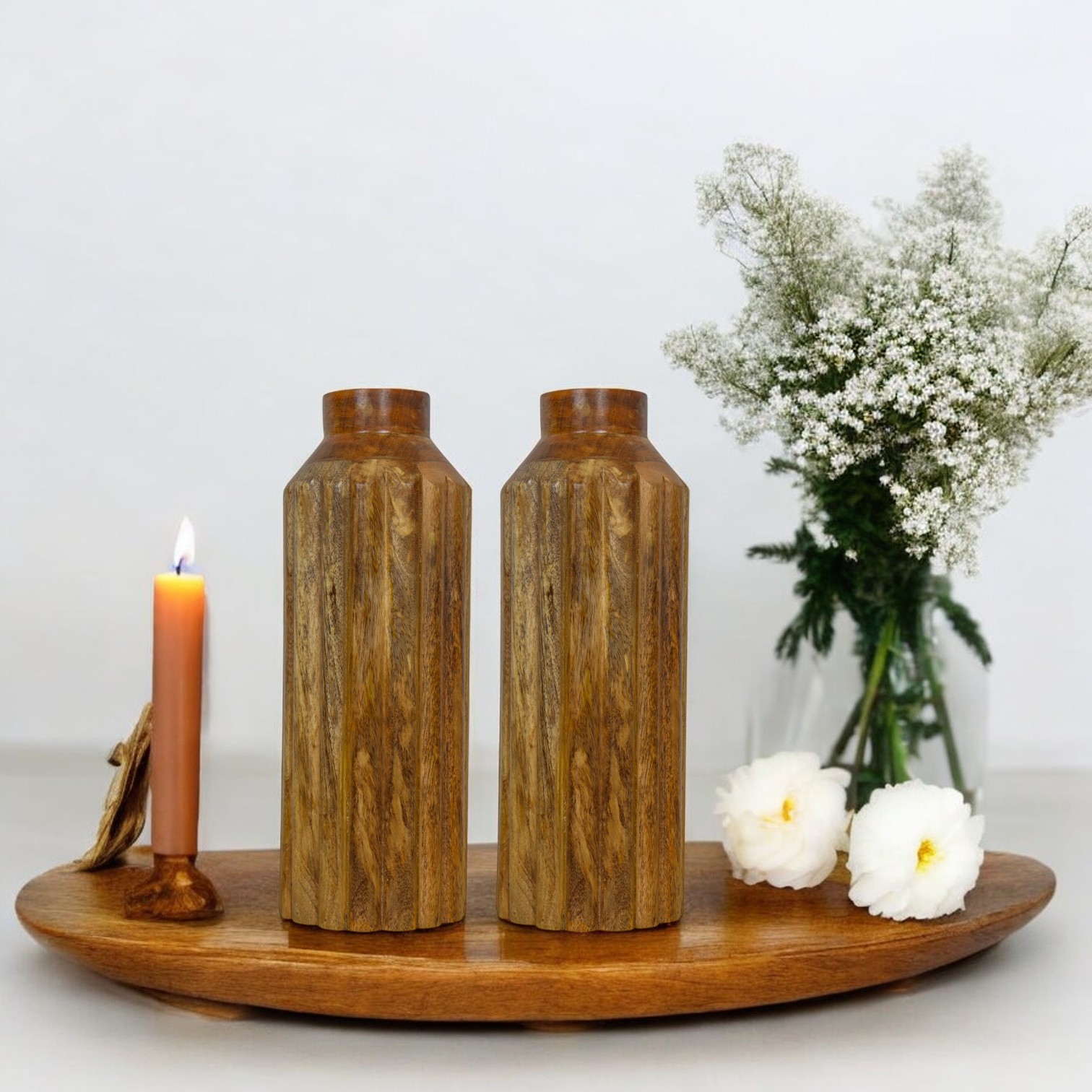 Fluted Wood Vase A Blend of Tradition and Modernity