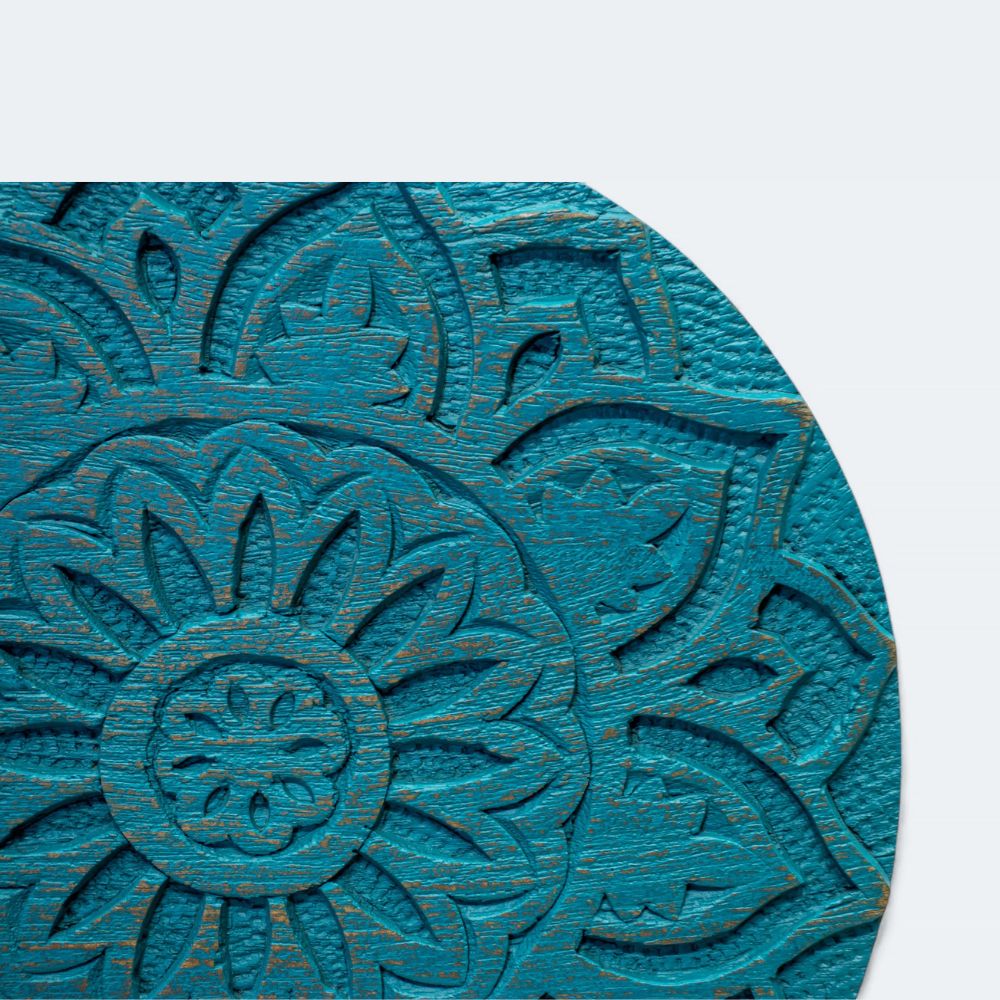 Wooden Tranquil Teal Mandala Disk