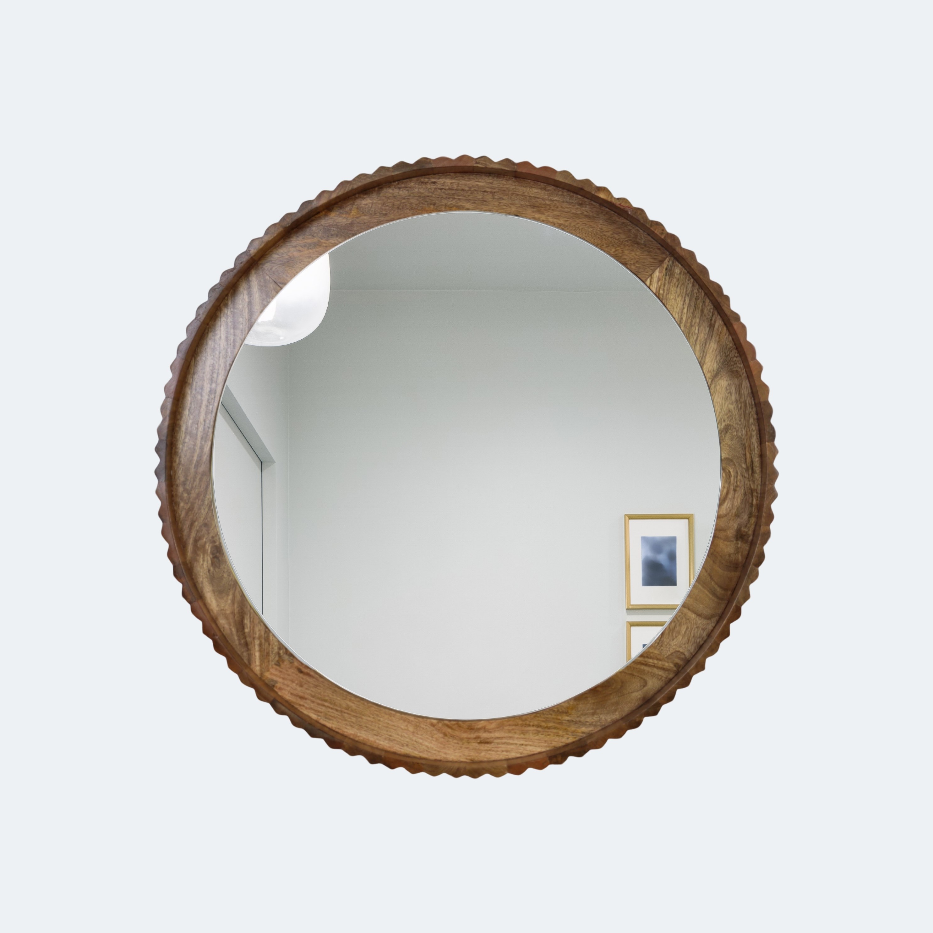 Scalloped Wood Wall Mirror