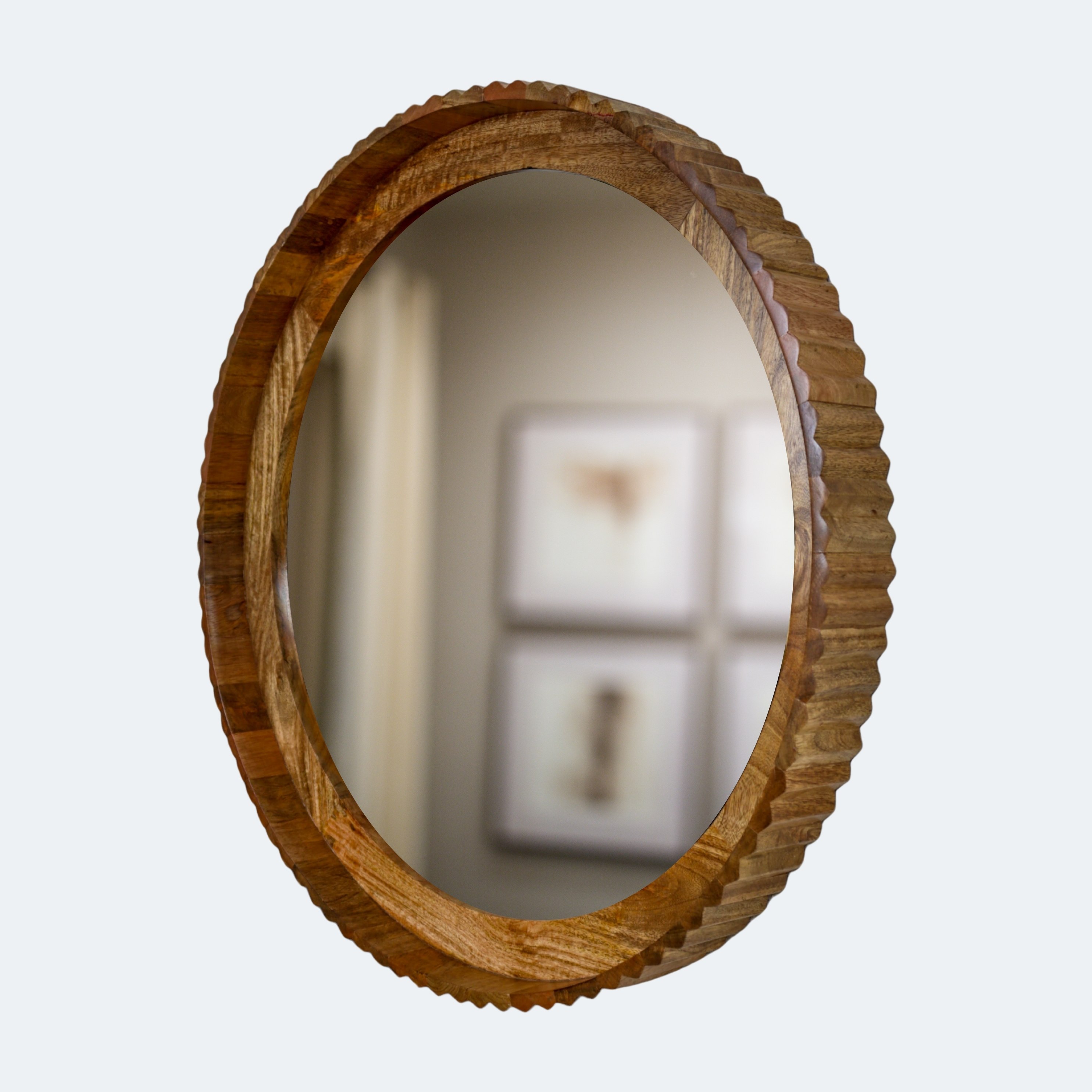 Scalloped Wood Wall Mirror