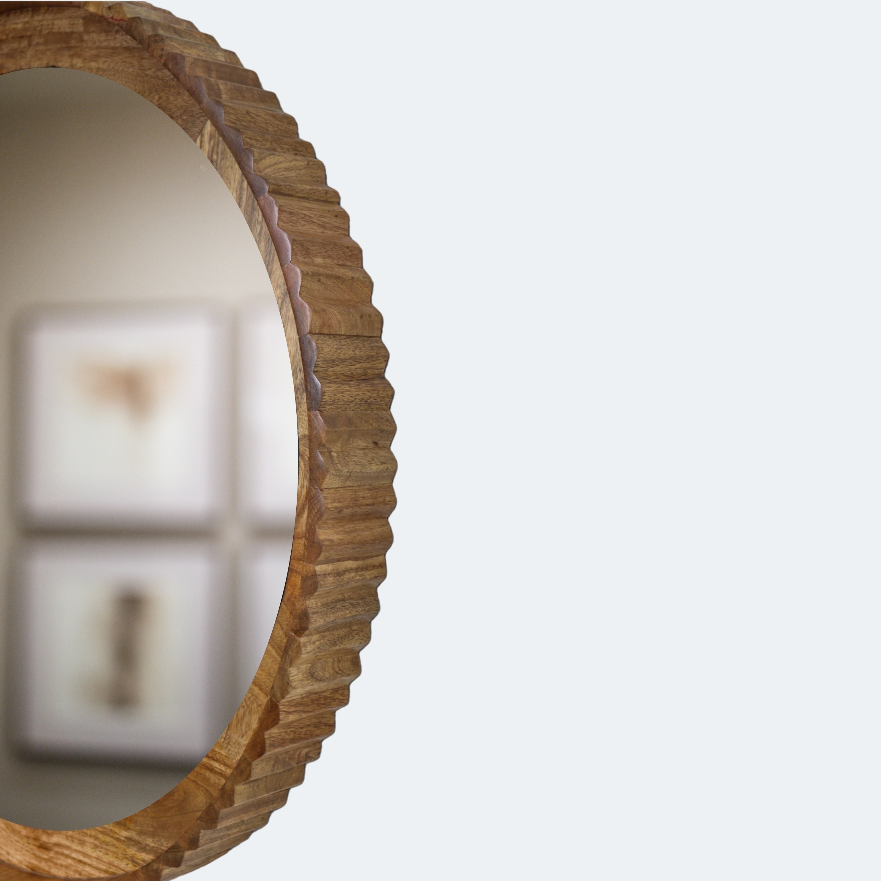 Scalloped Wood Wall Mirror