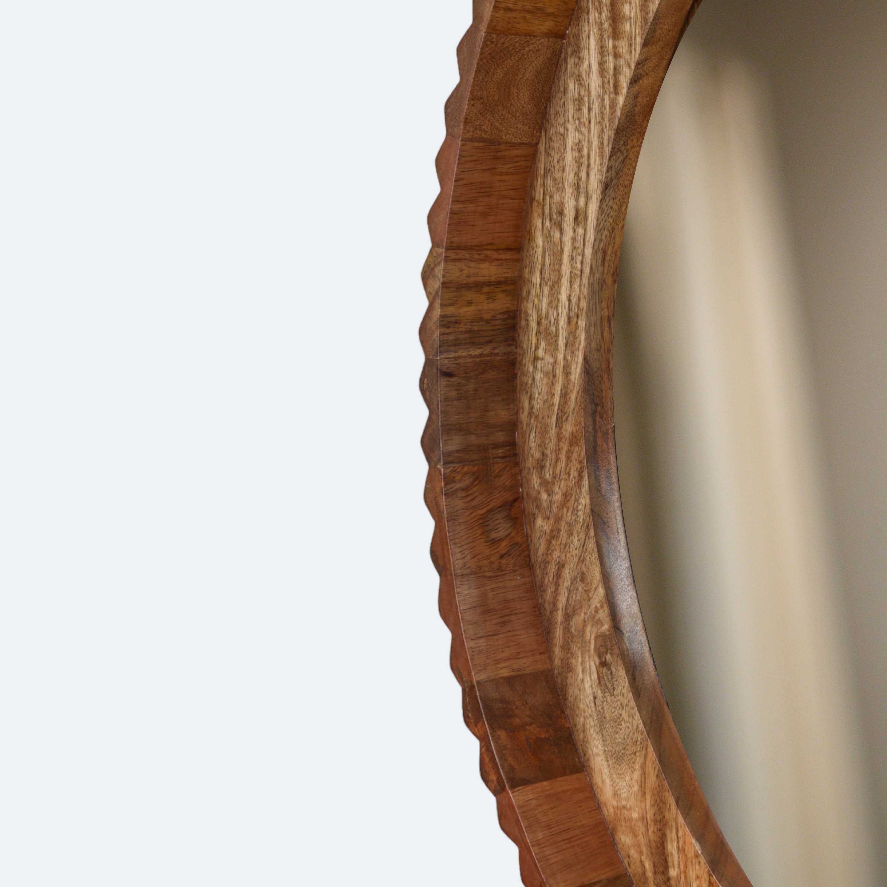 Scalloped Wood Wall Mirror