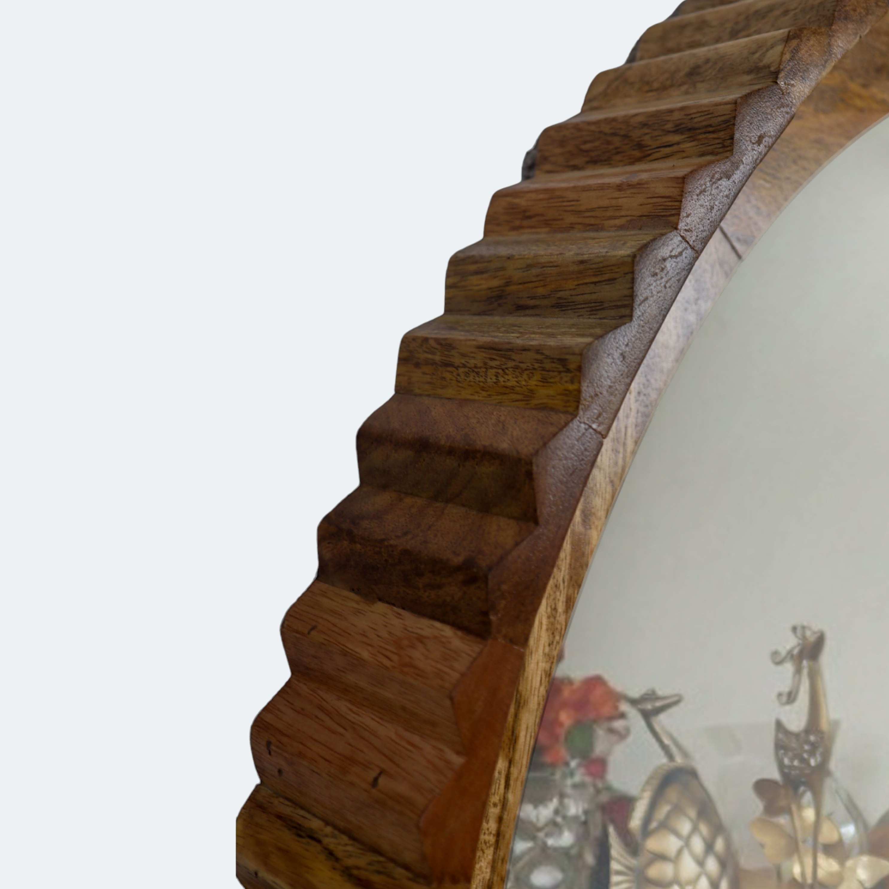 Scalloped Wood Wall Mirror