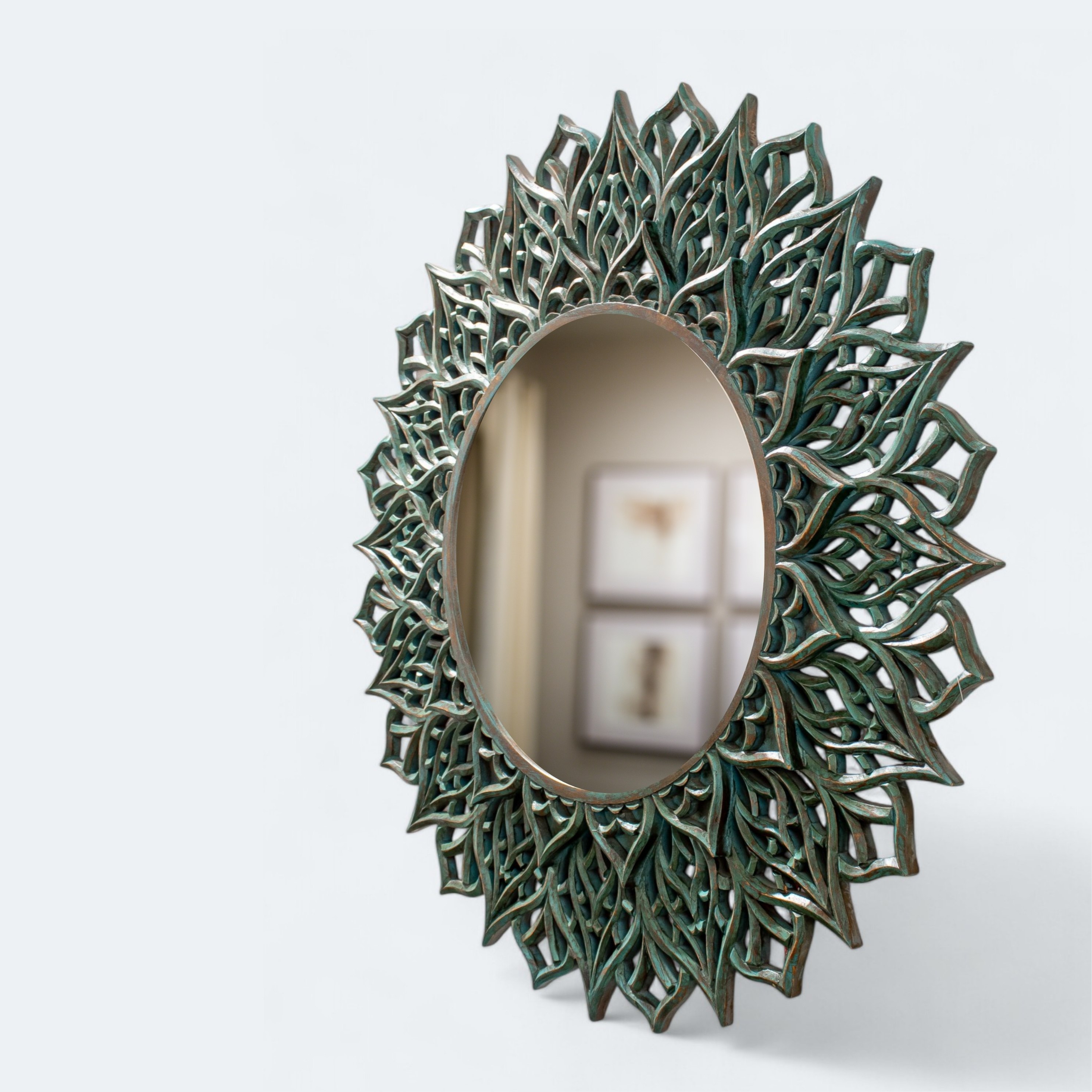 Intricate Mandala Leaf Wall Mirror