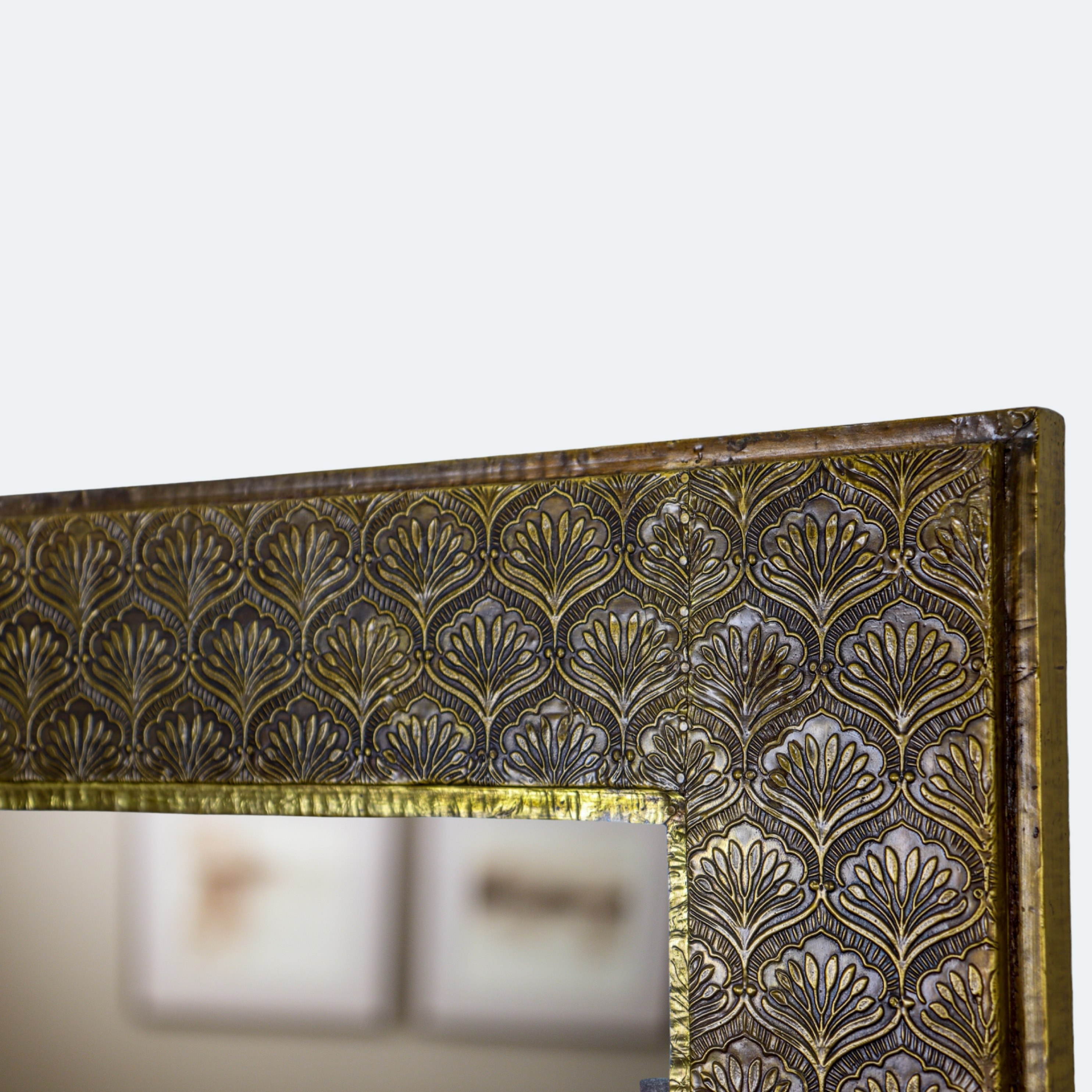 Antique Gold Embossed Rectangle Wall Mirror