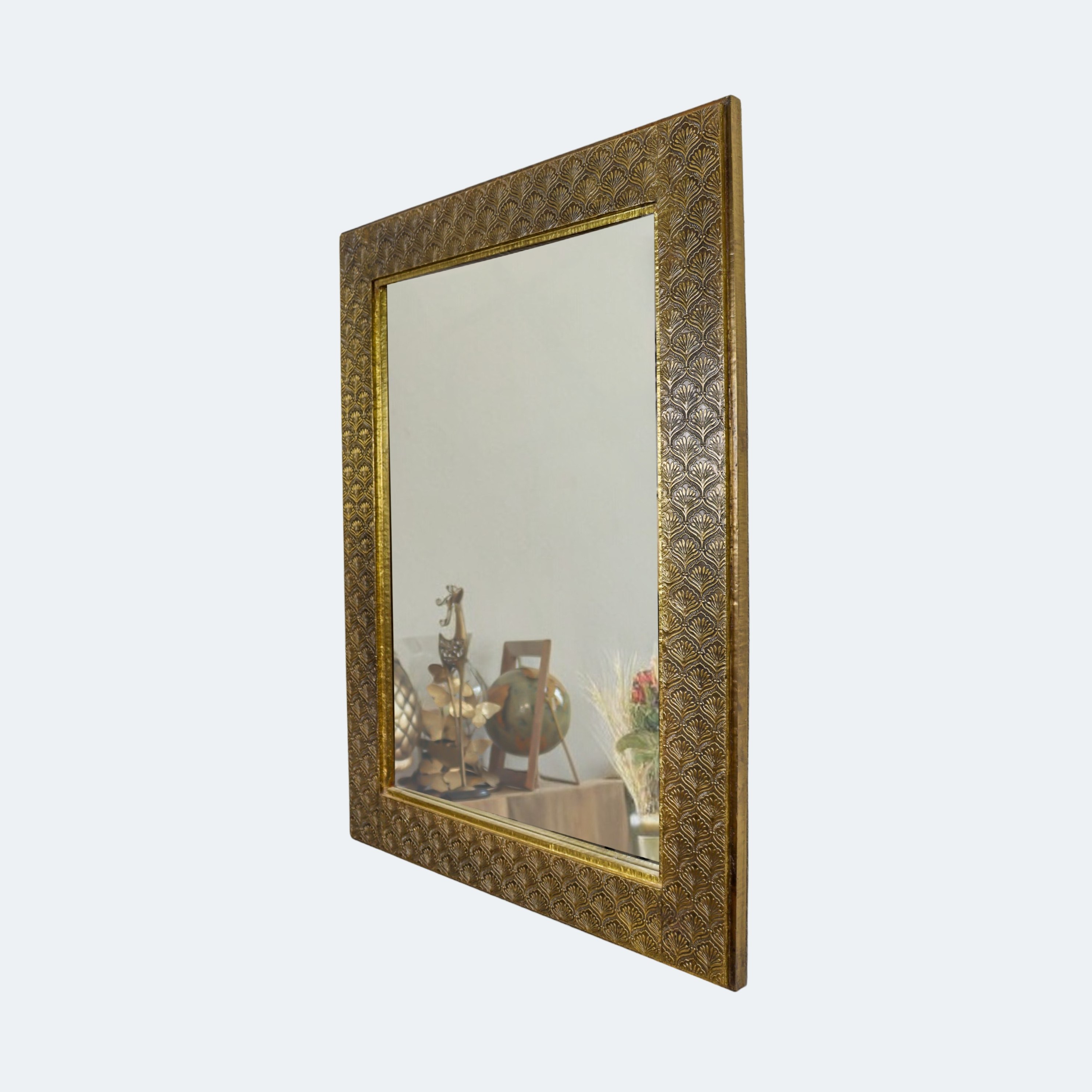 Antique Gold Embossed Rectangle Wall Mirror