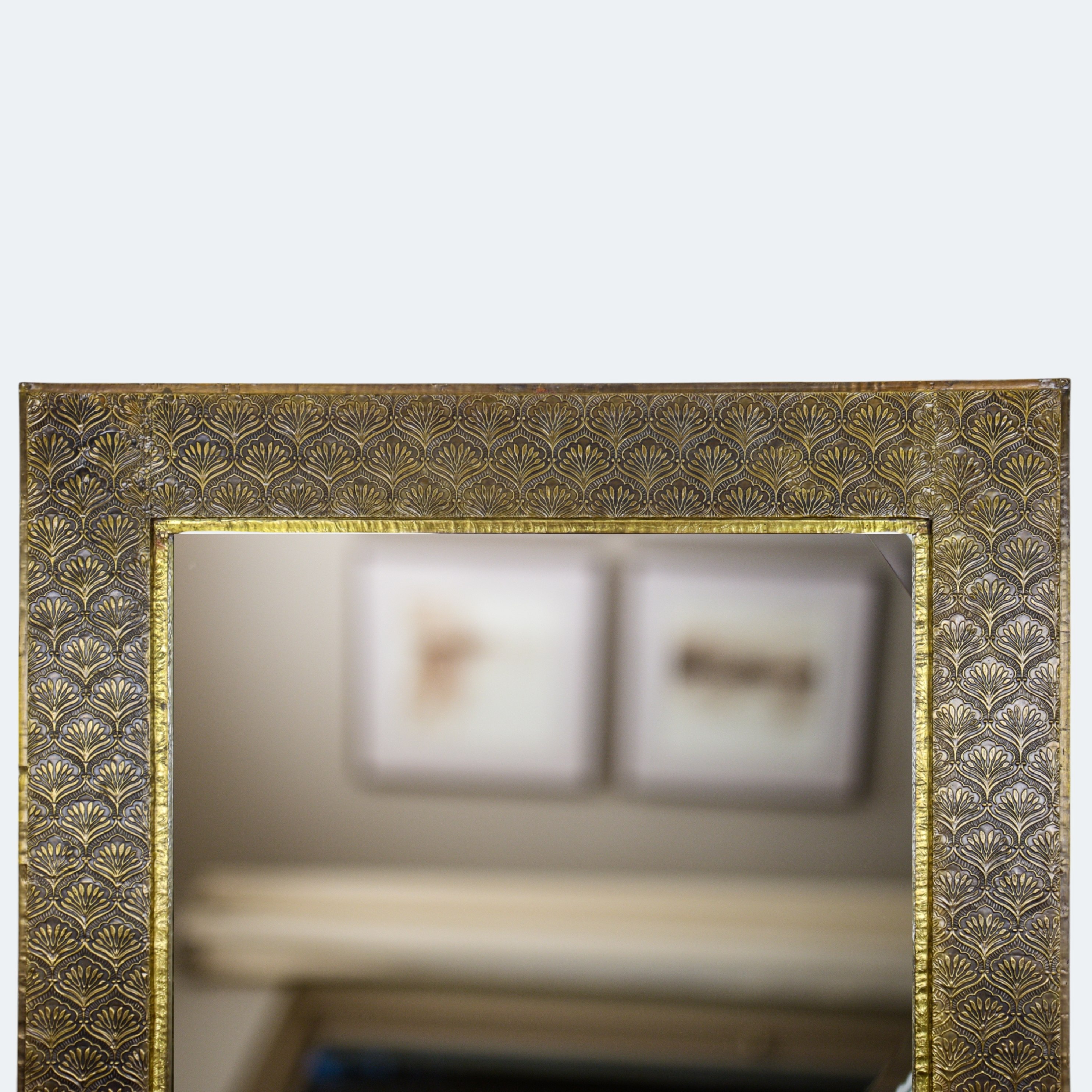 Antique Gold Embossed Rectangle Wall Mirror