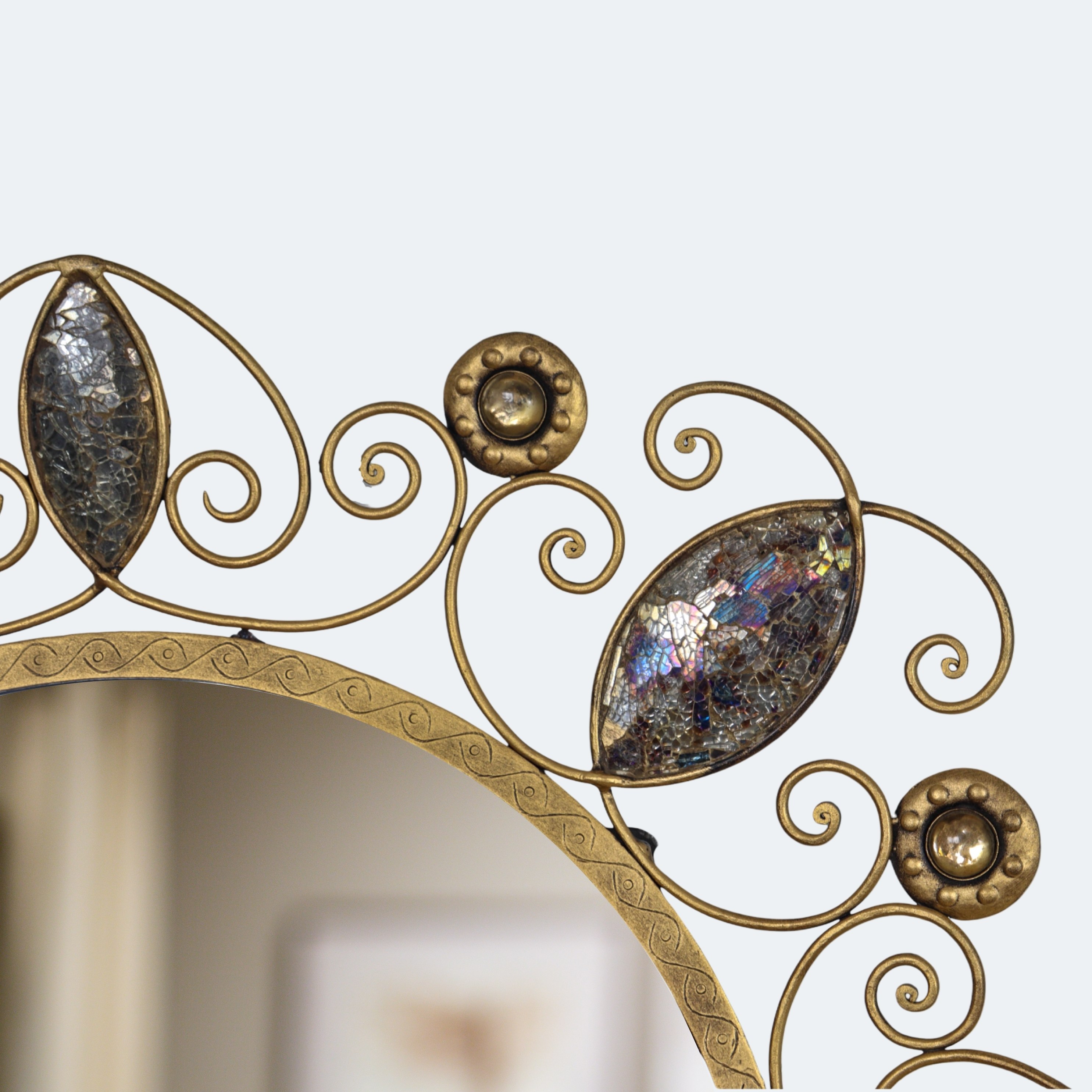 Intricate Mirror Mosaic and Metalwork Wall Mirror