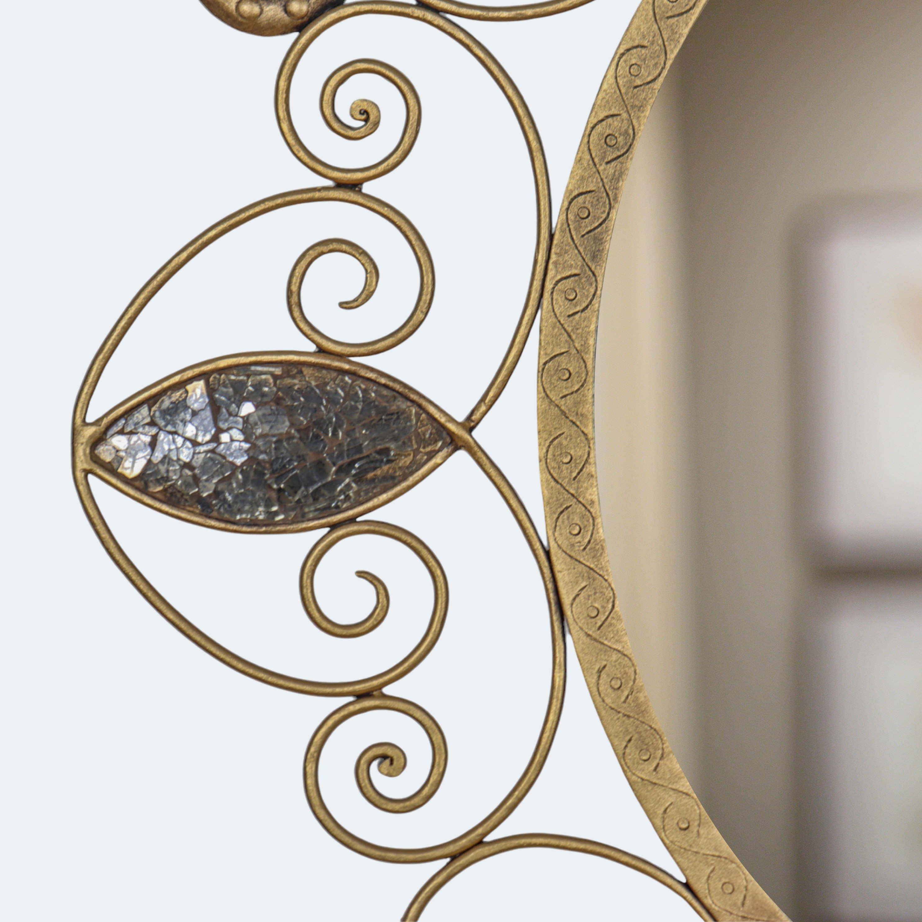 Intricate Mirror Mosaic and Metalwork Wall Mirror