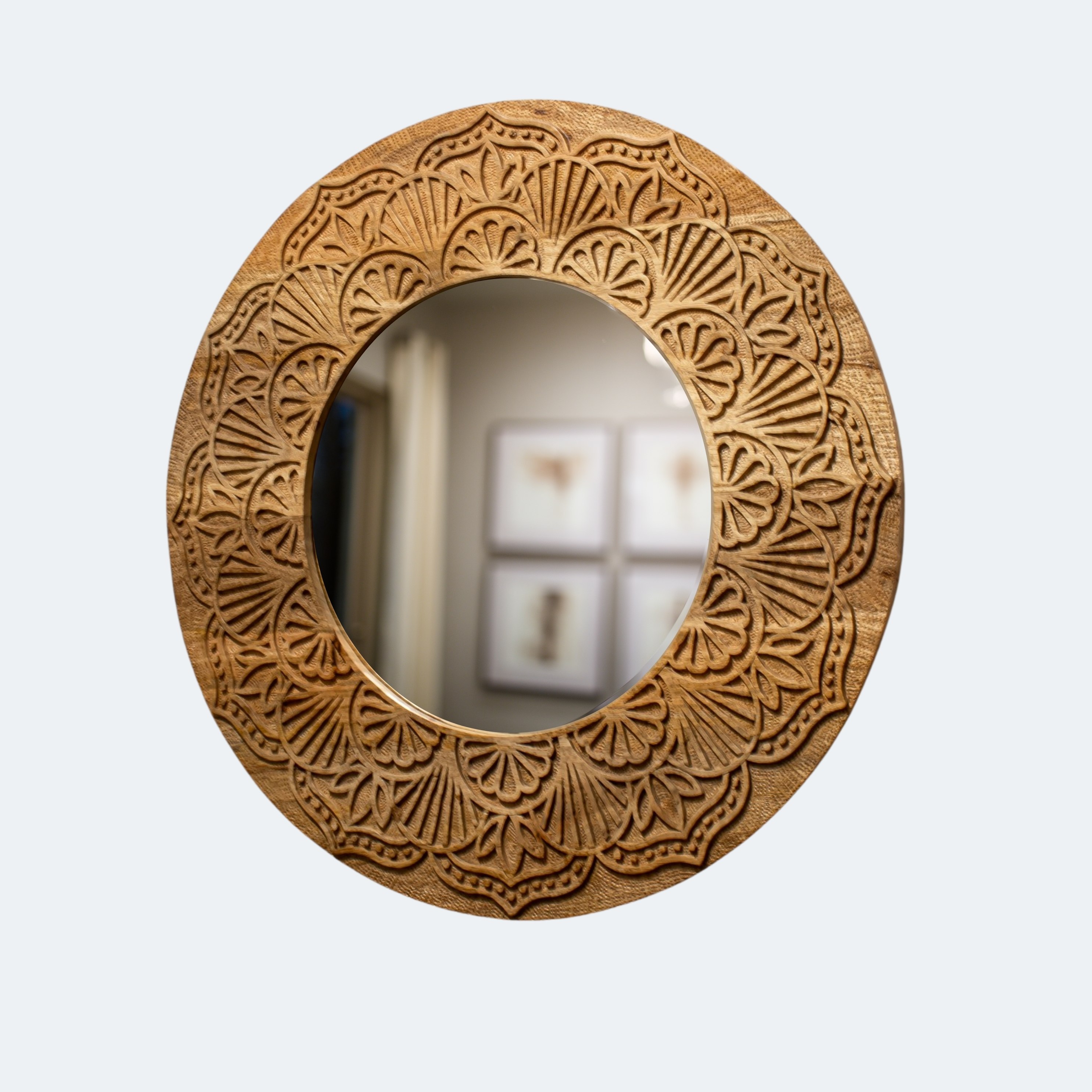 Handcrafted Wooden Mandala Wall Mirror