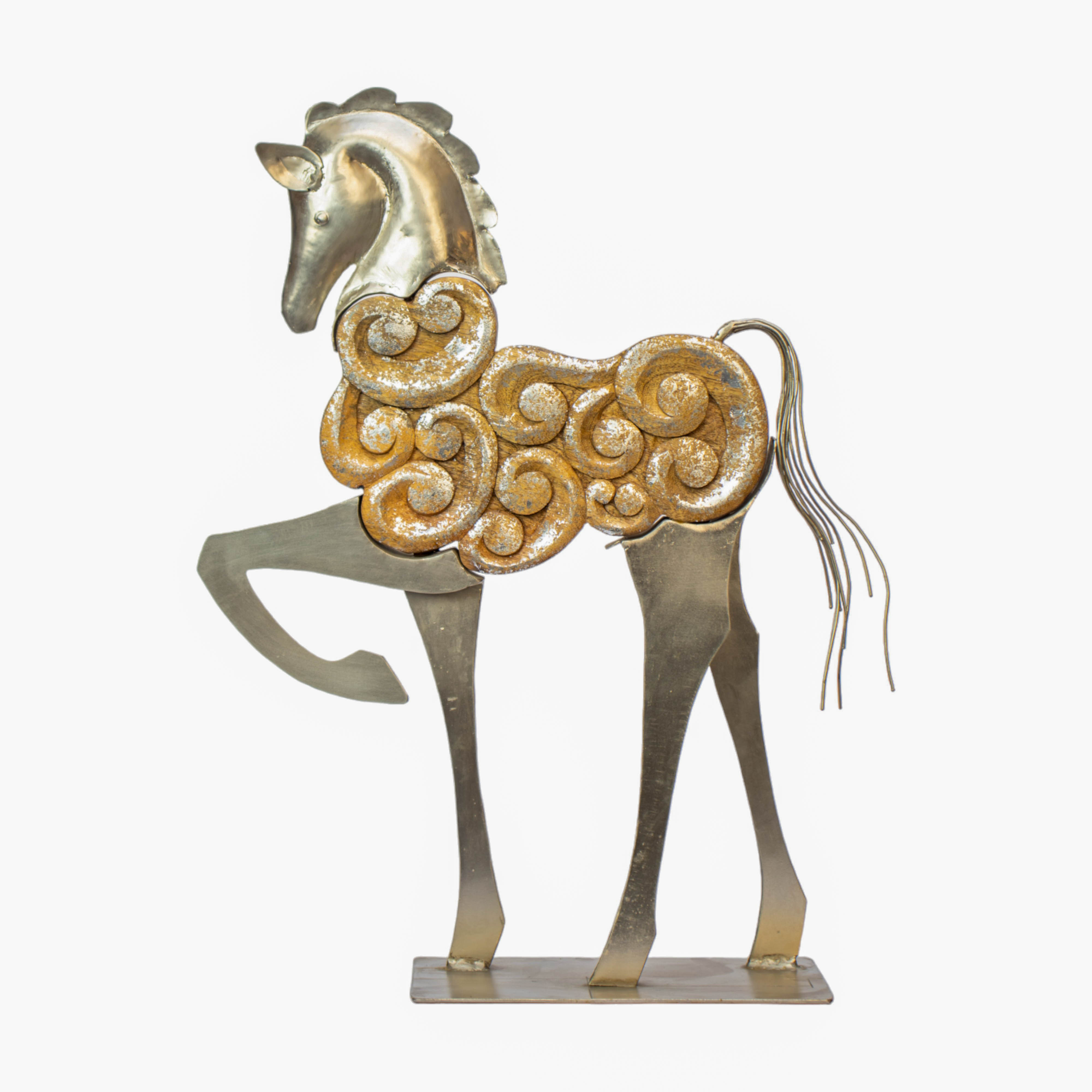 Celestial Stallion - Gold Metal Horse Sculpture