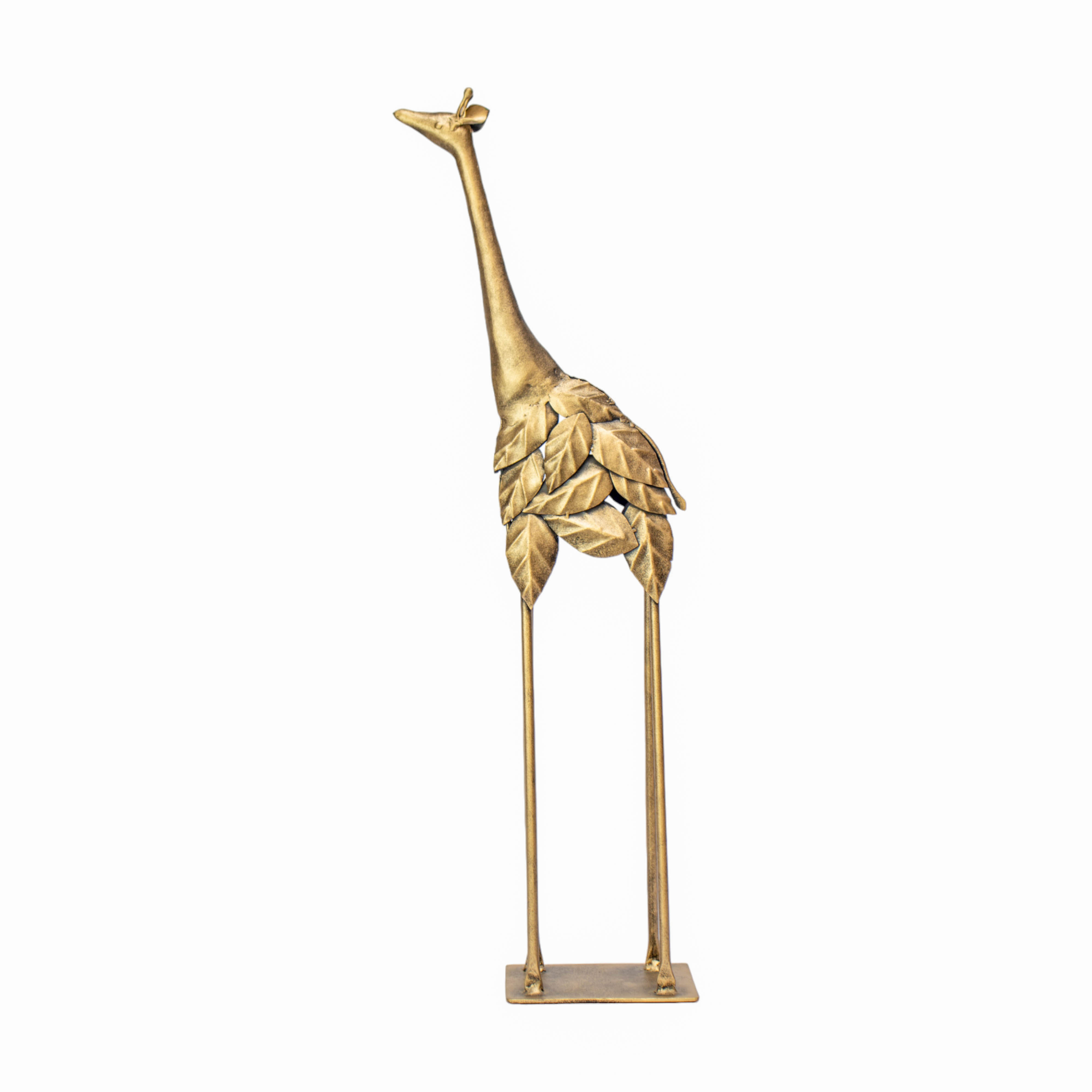 Golden Savanna - Whimsical Metal Giraffe Sculpture