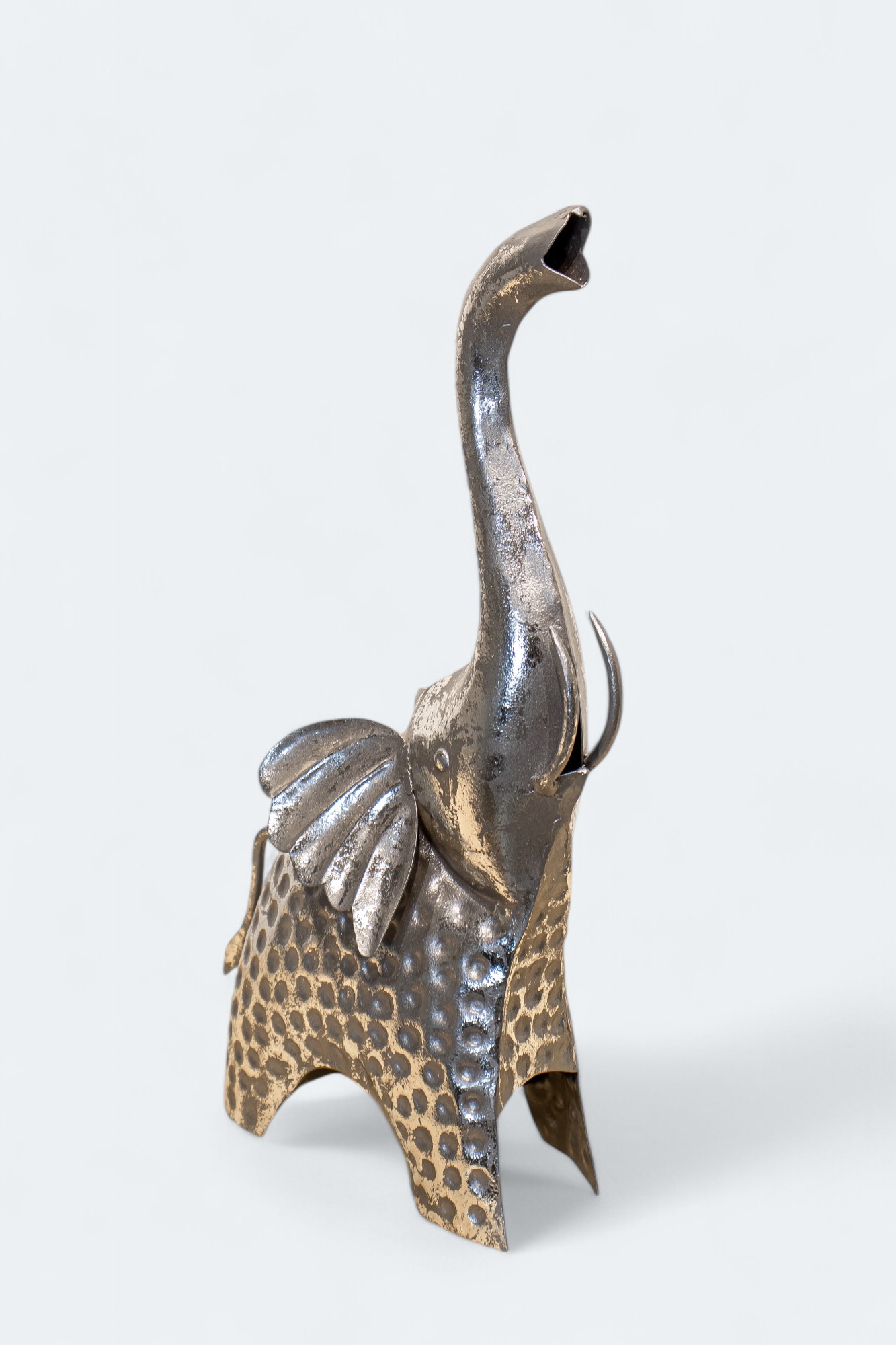 Silver Symphony - Textured Metal Elephant Figurine